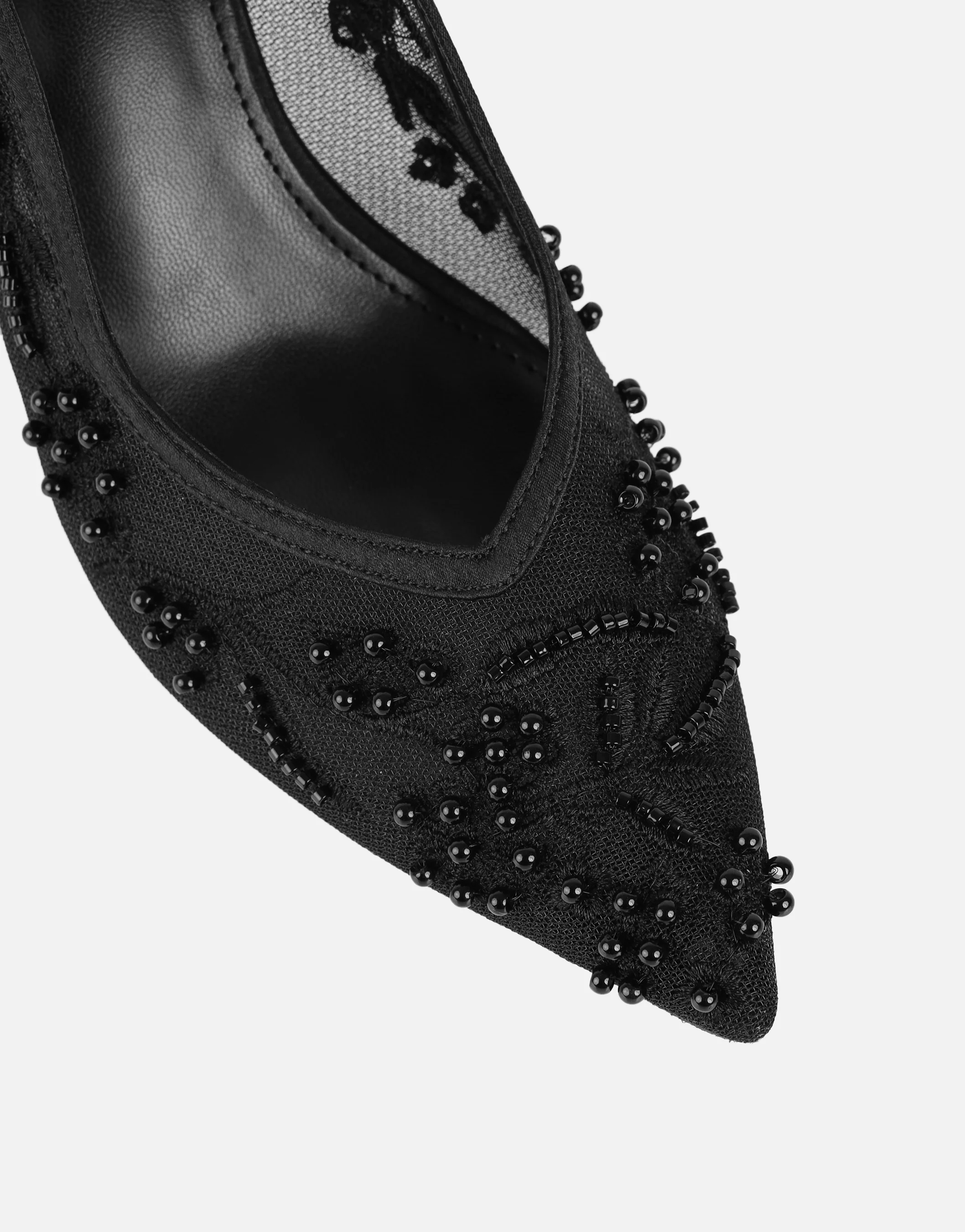 Alizia Black Mesh Embellished Slingback Courts - Image 4