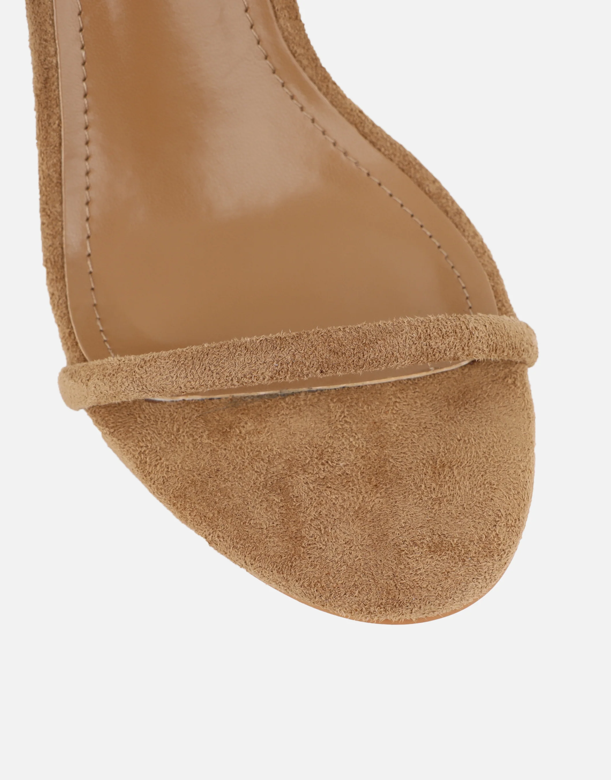 Amari Dark Beige Suede Barely There Heeled Sandals - Image 4