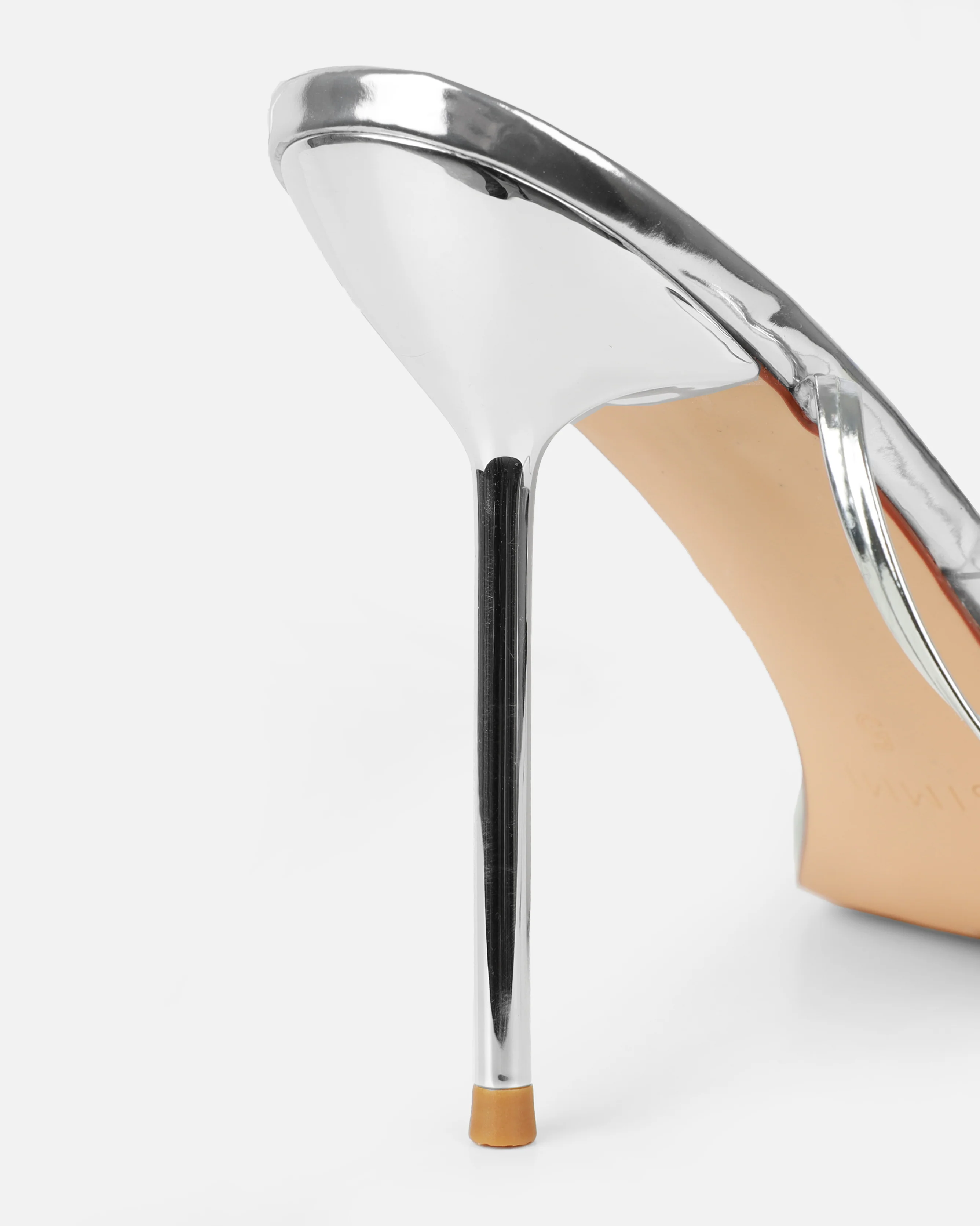 Anyah Silver Mirror Evil Eye Detail Tie Up Heels - Image 3