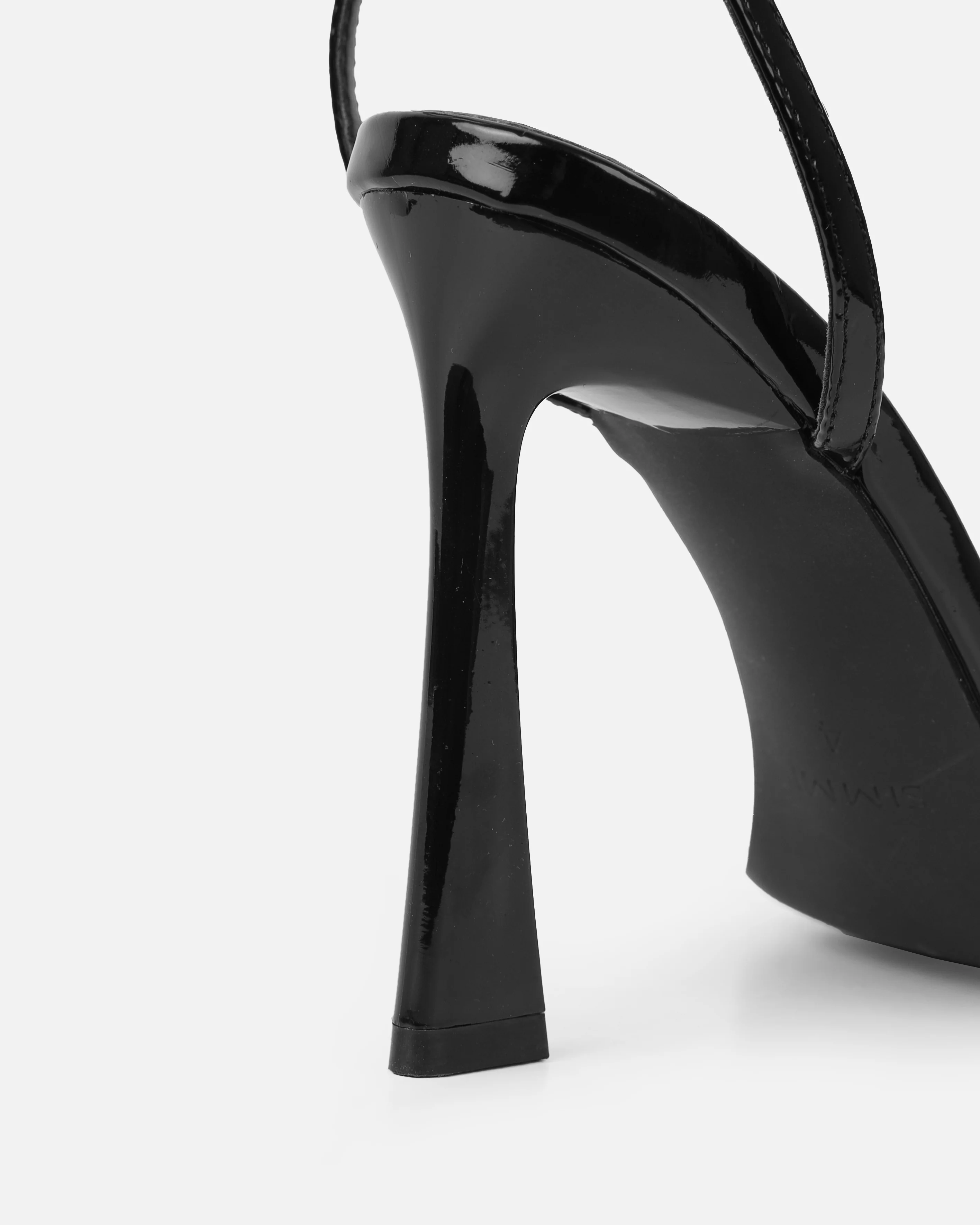Apple Black Patent Flared Heeled Sandals - Image 3