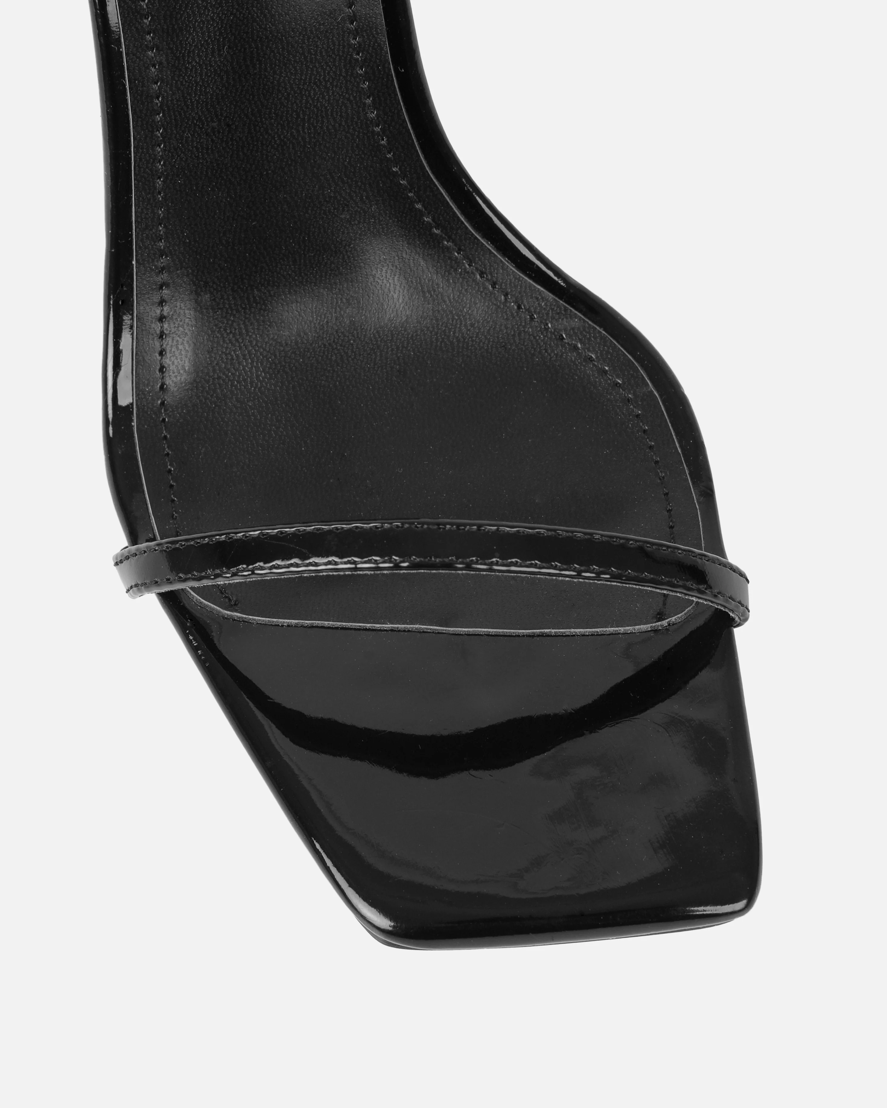 Apple Black Patent Flared Heeled Sandals - Image 4