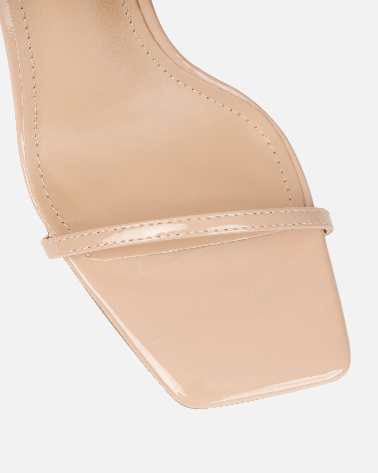 Apple Nude Patent Flared Heeled Sandals - Image 4
