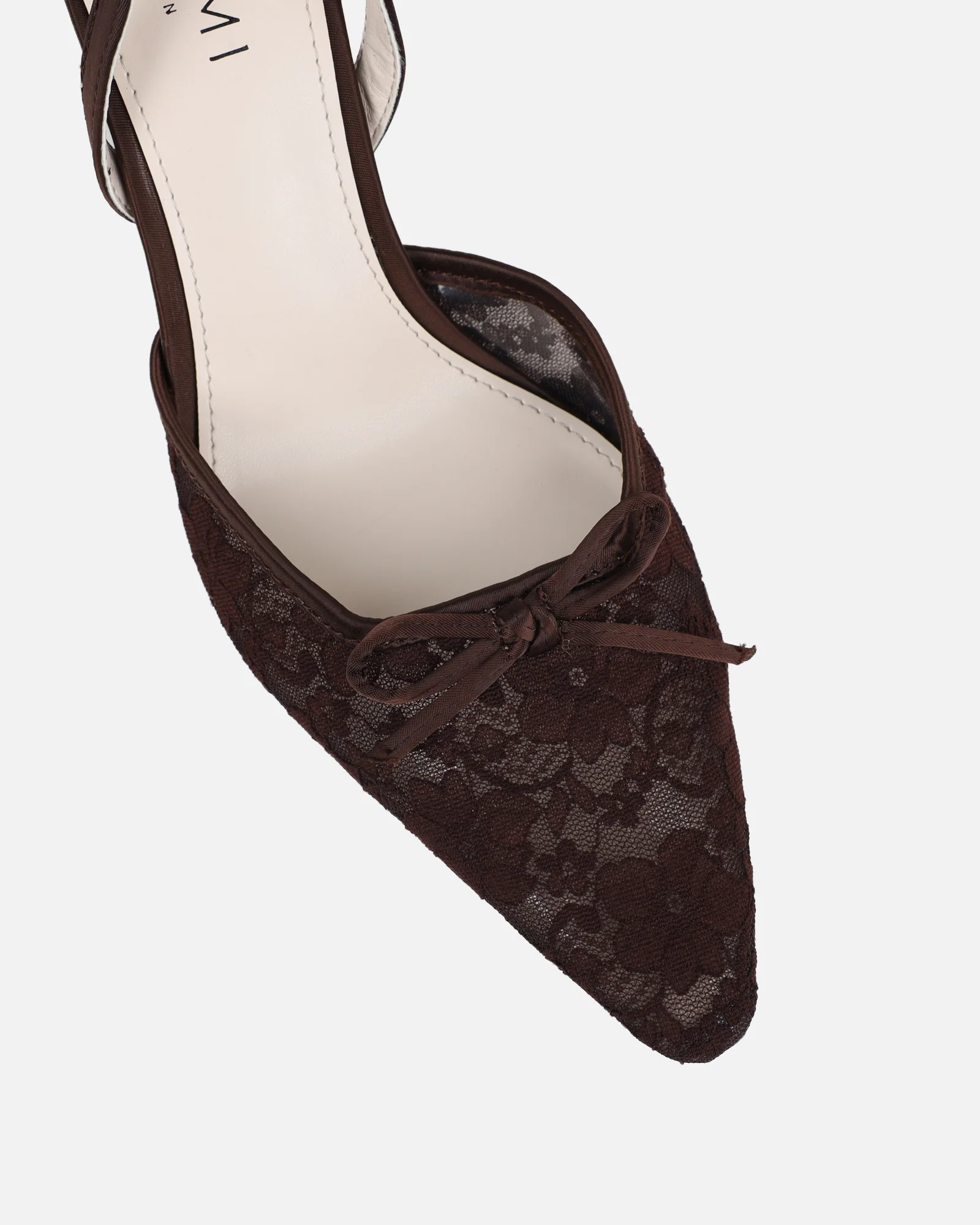 Bebee Brown Lace Bow Heeled Sandals - Image 4