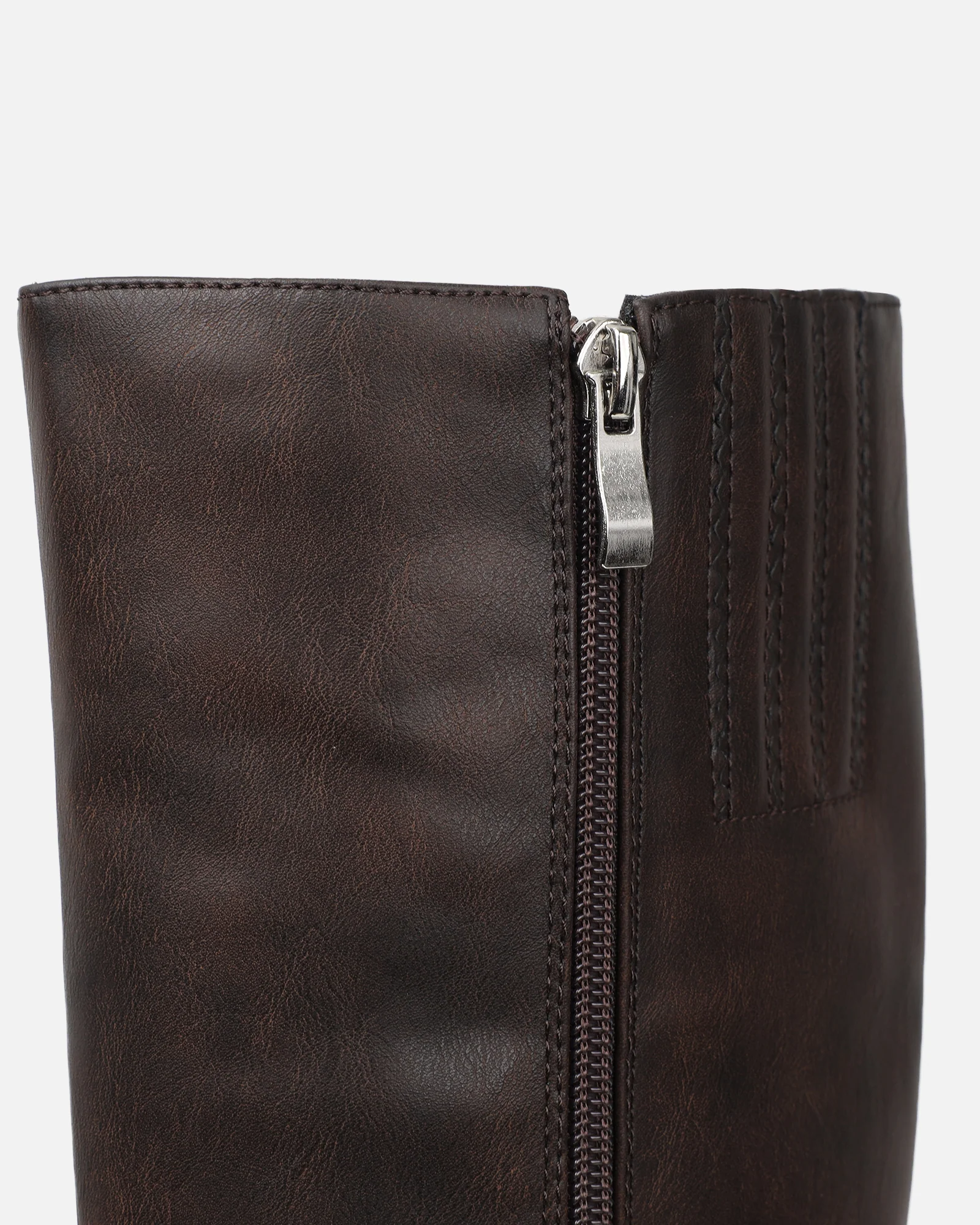 Benton Vintage Brown Knee High Chunky Biker Boots - Image 4