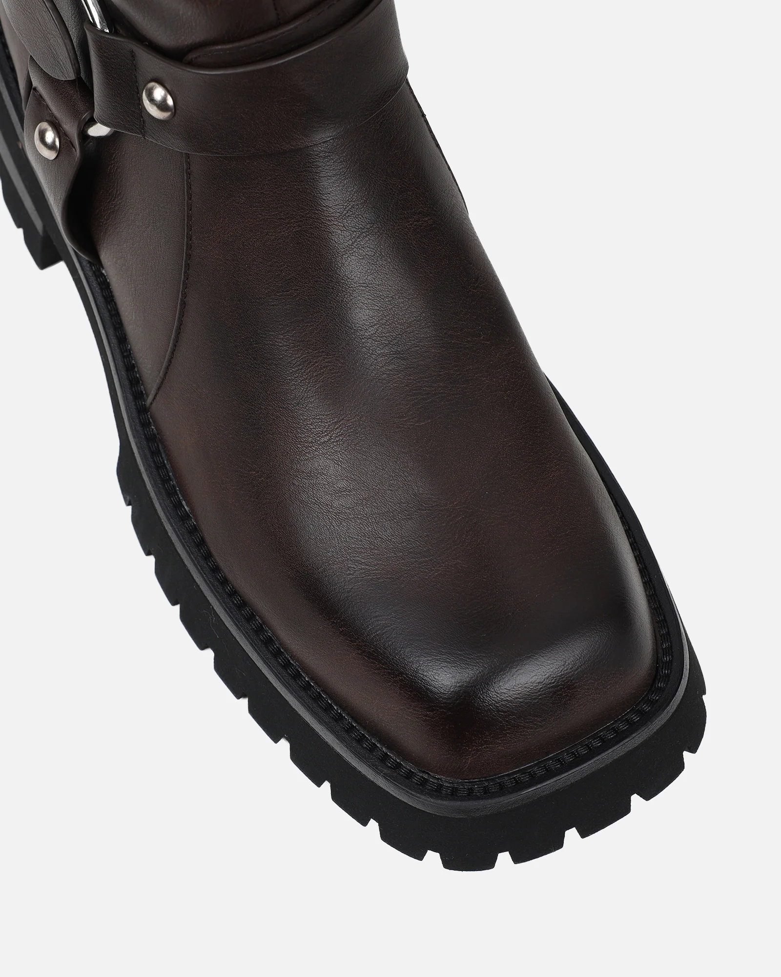 Benton Vintage Brown Knee High Chunky Biker Boots - Image 5