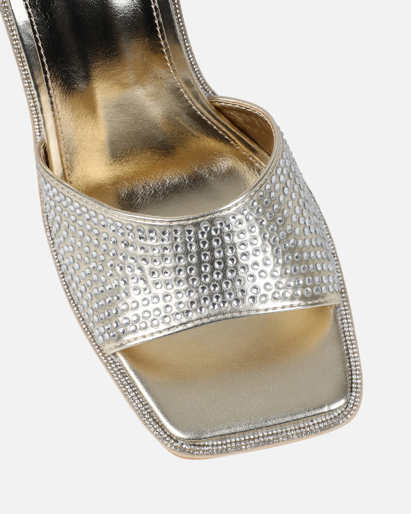 Birdie Gold Metallic Diamante Mules - Image 4