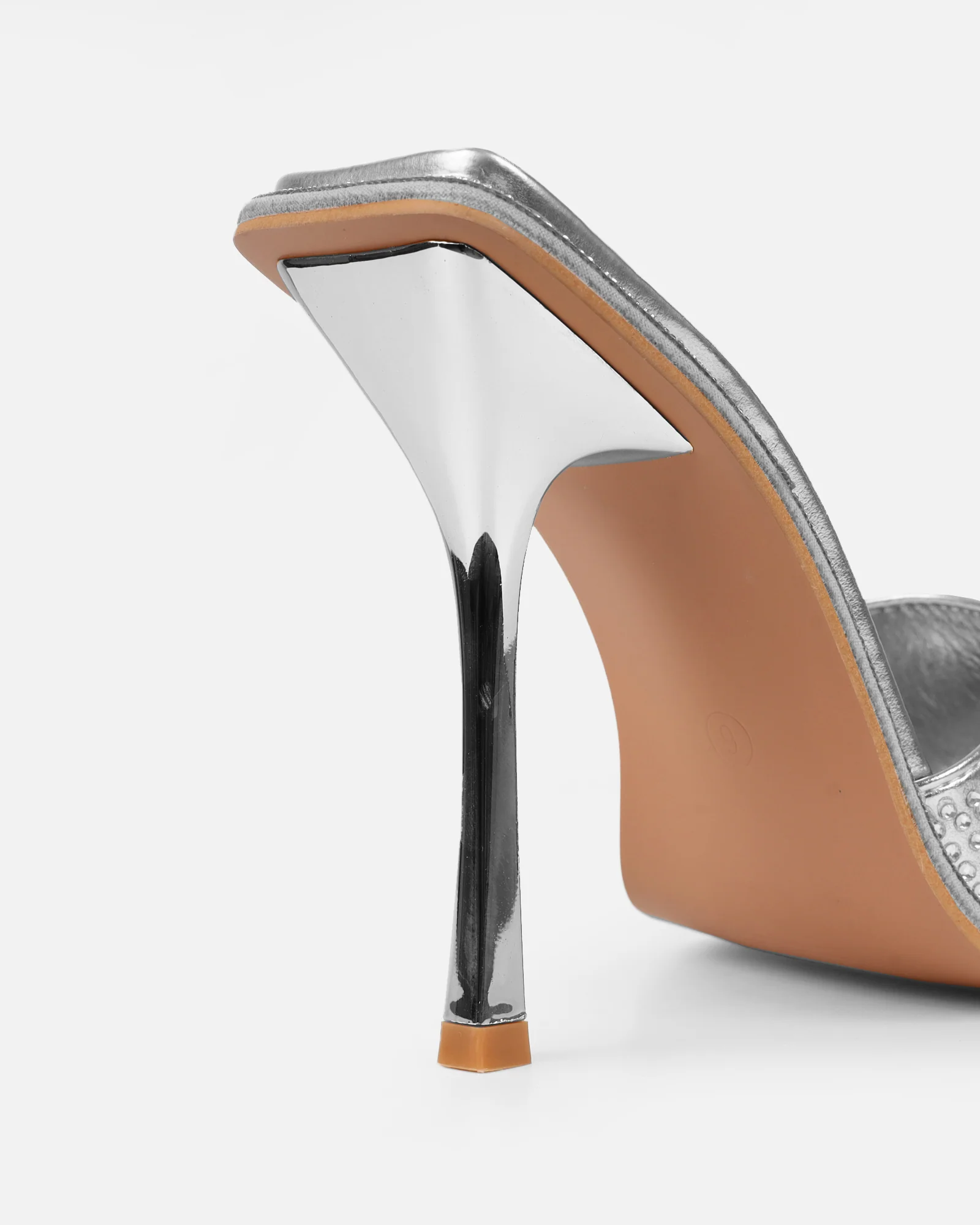 Birdie Silver Metallic Diamante Mules - Image 3