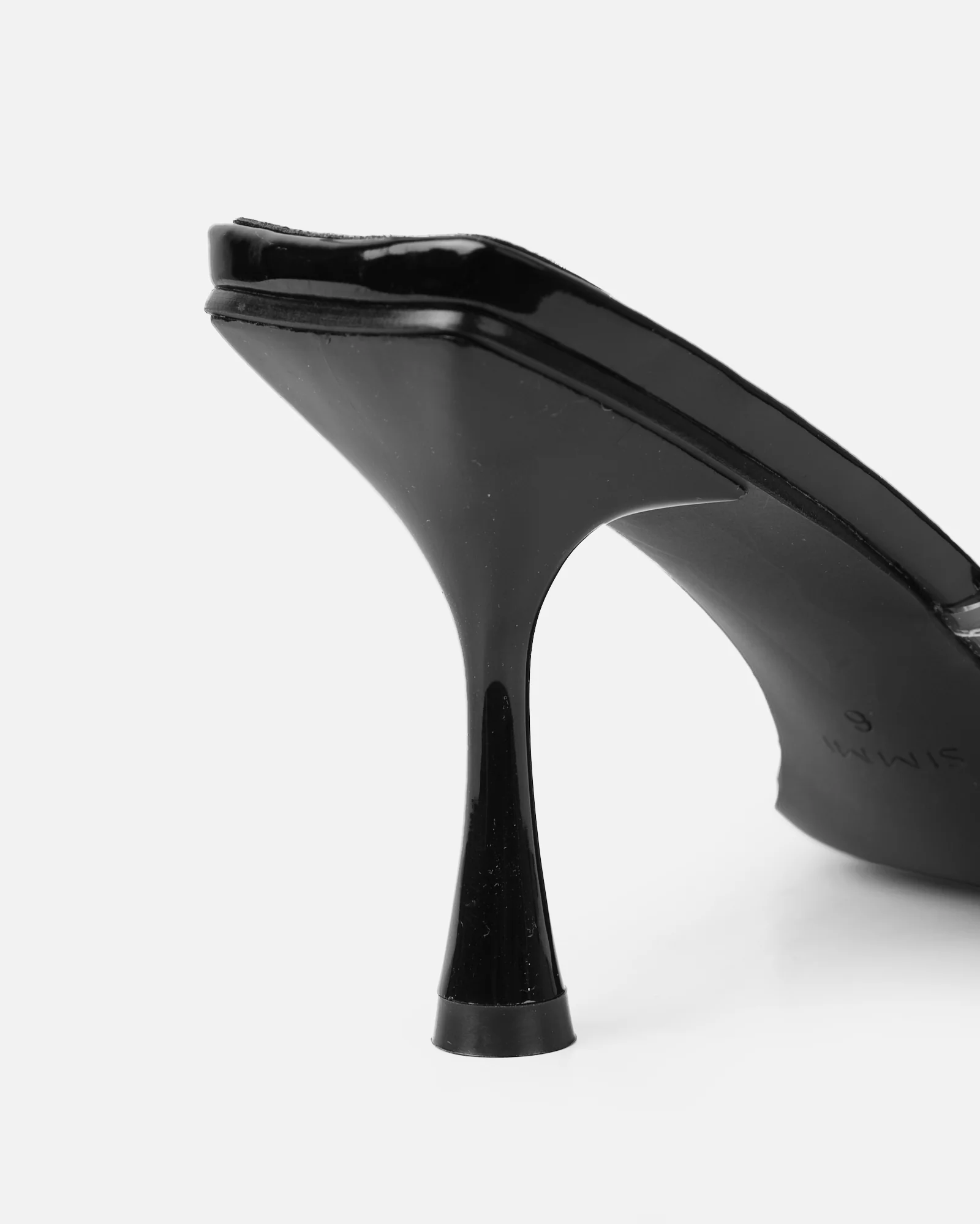 Blushing Black Diamante Mid Heel Mules - Image 3