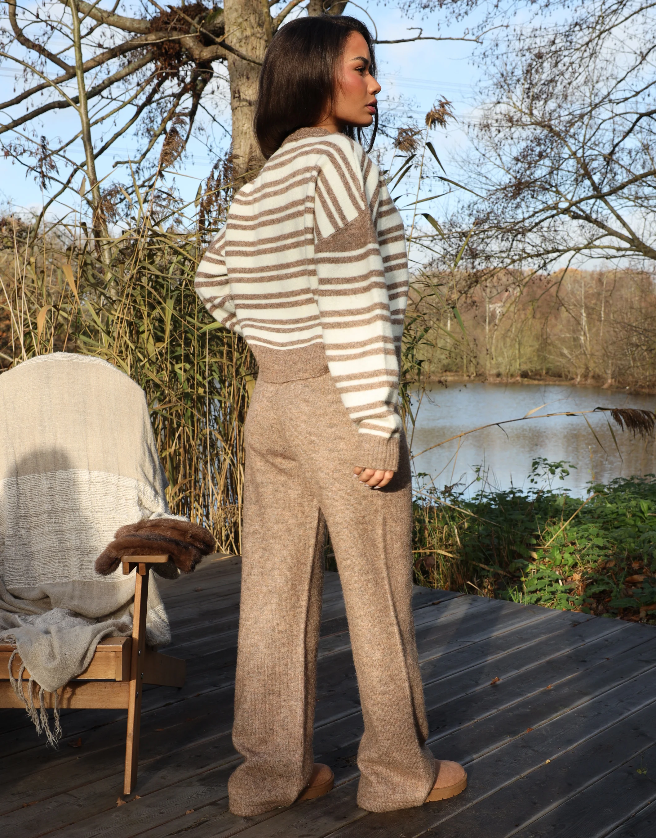 Bonnie Simmi Studios Stripe Cardigan in Brown - Image 4