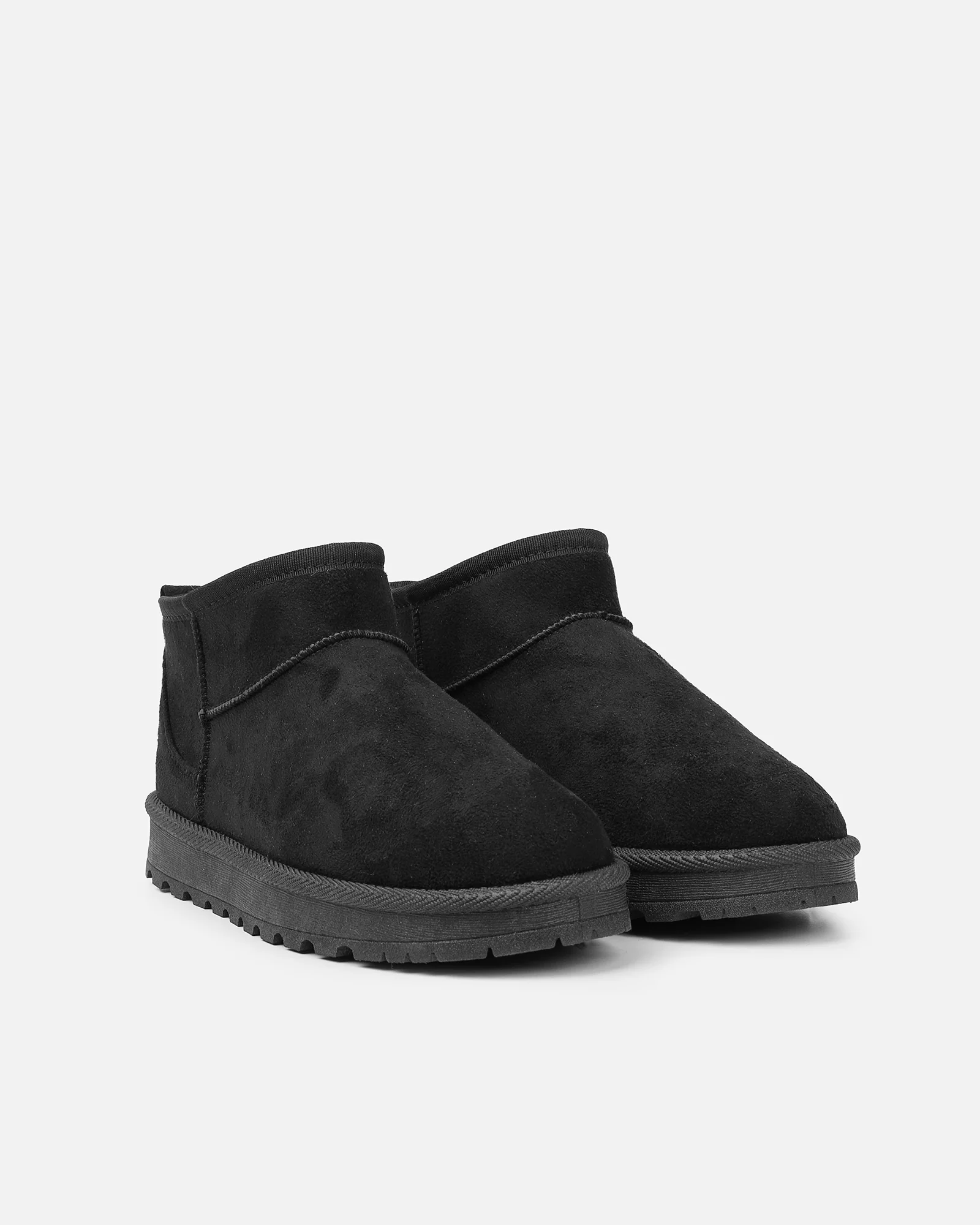 Cari Black Faux Suede Ultra Low Boots - Image 3