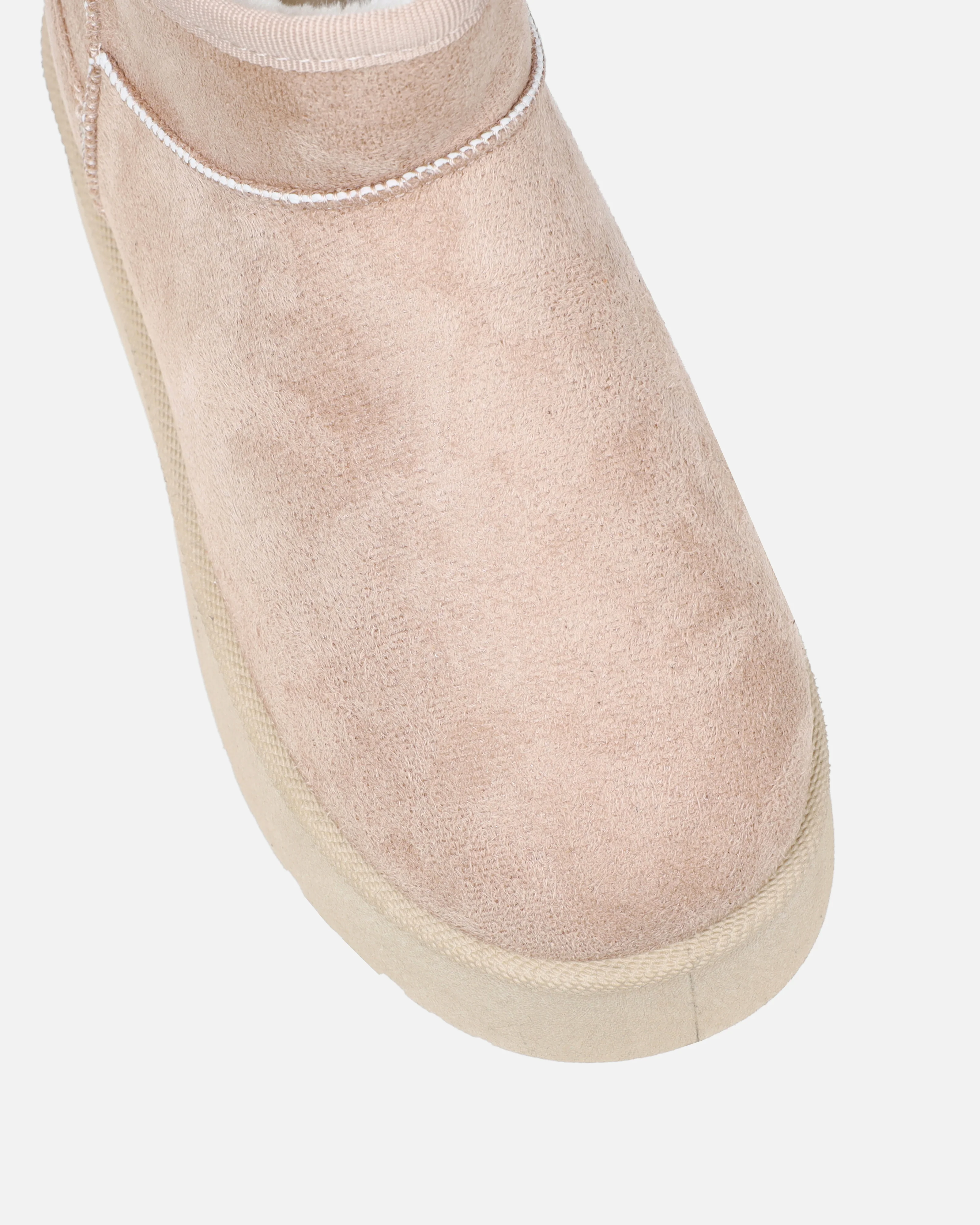 Cori Beige Faux Suede Flatform Boots - Image 4