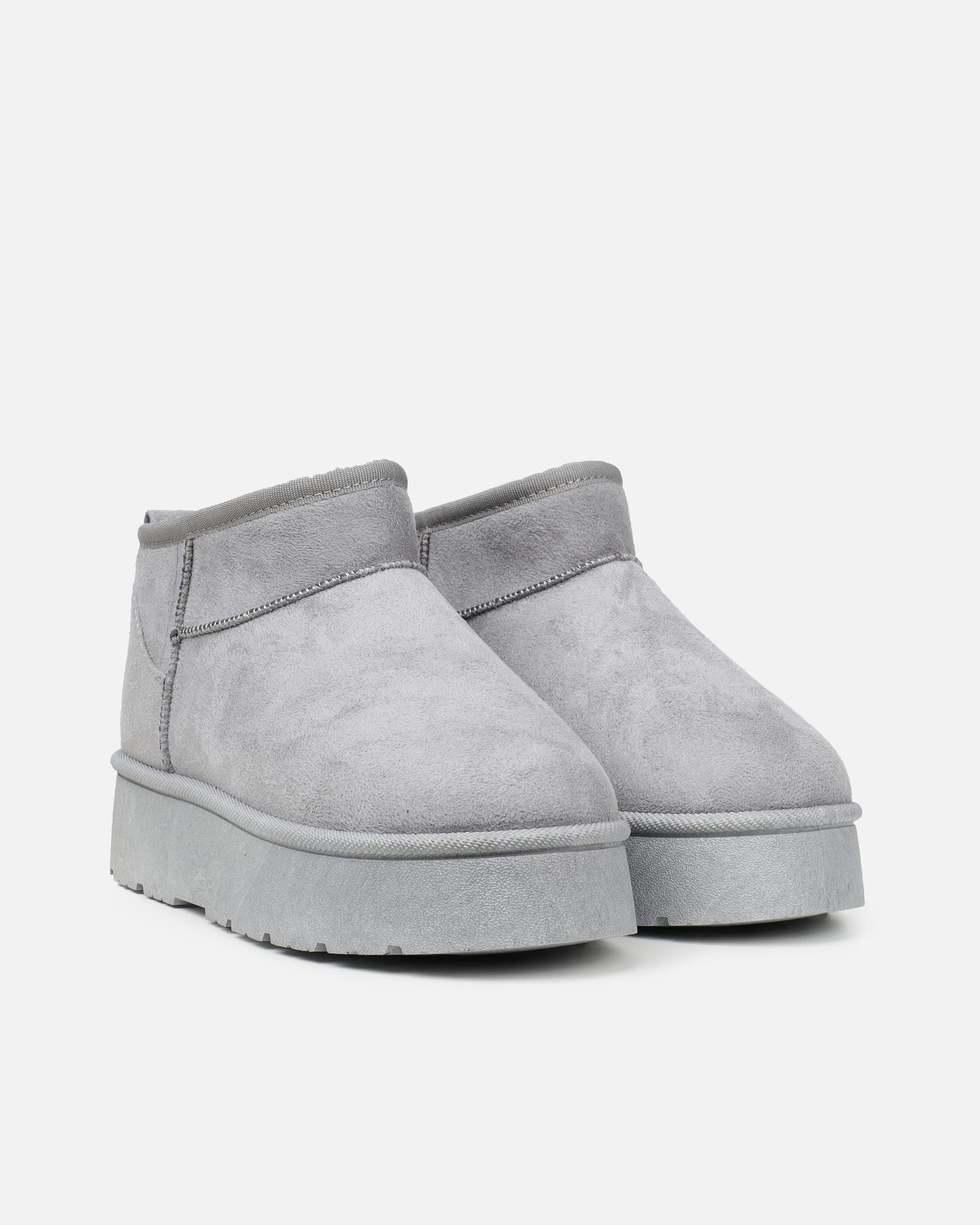 Cori Grey Faux Suede Flatform Boots - Image 3