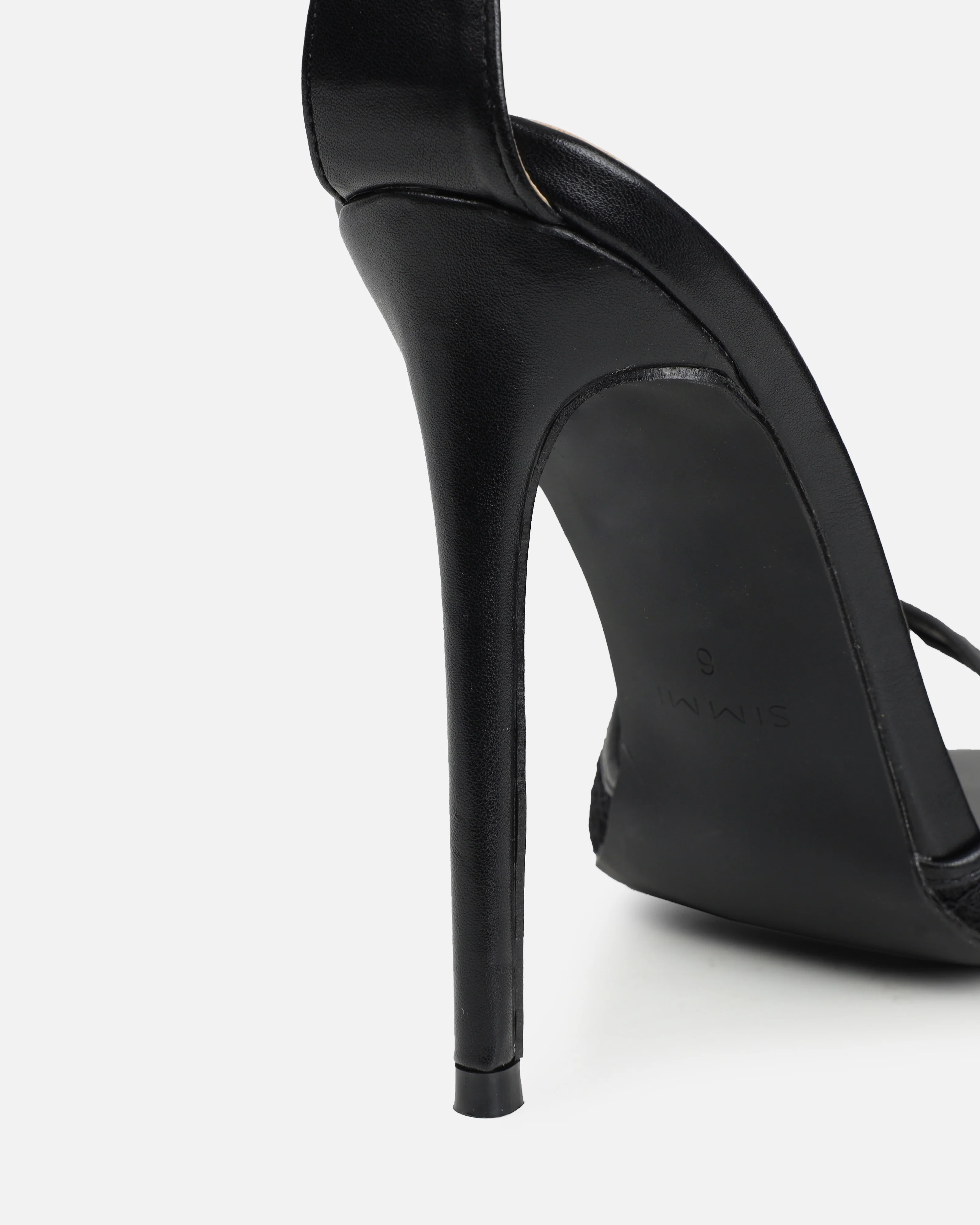 Eavie Black Lace Heeled Sandals - Image 3