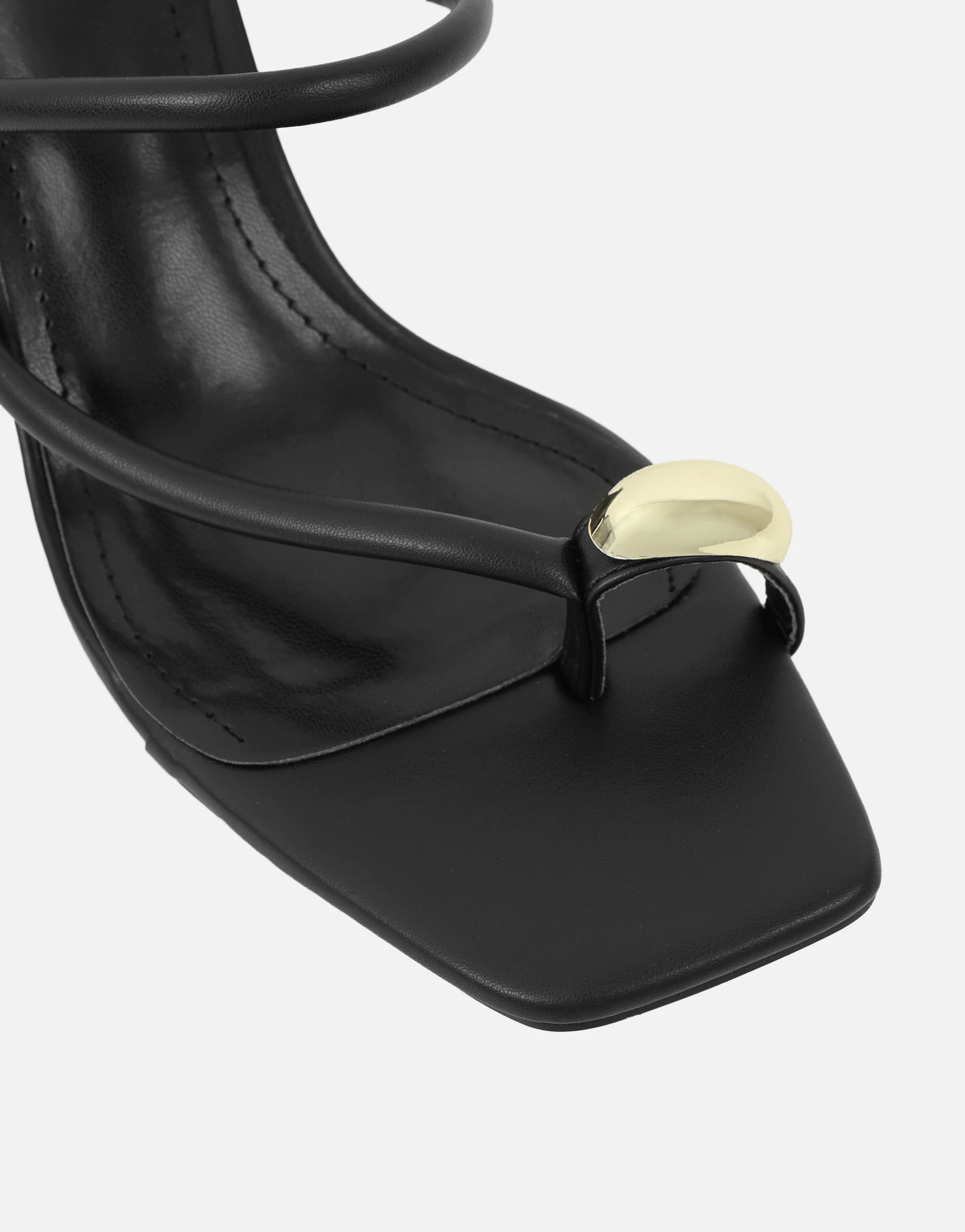 Eleanor Black Gold Toe Post Detail Mules - Image 4