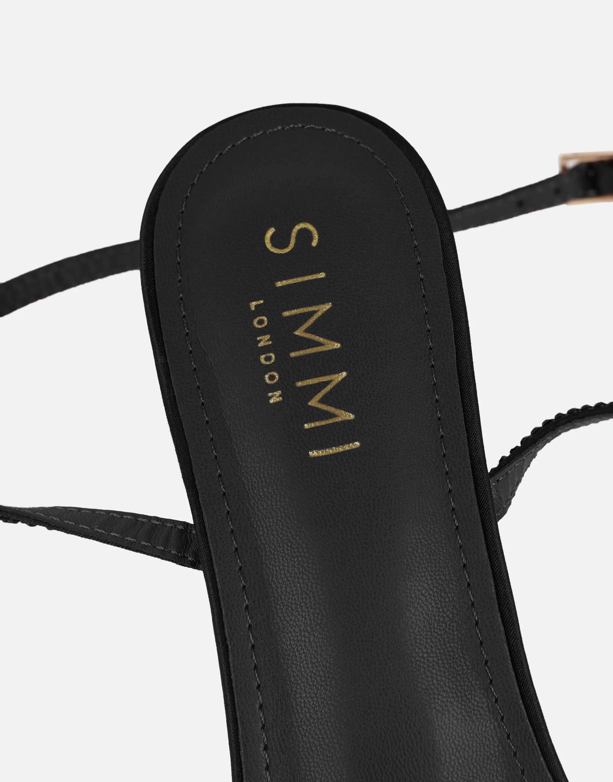 Eleonoora Black Satin Diamante Heeled Sandals - Image 3