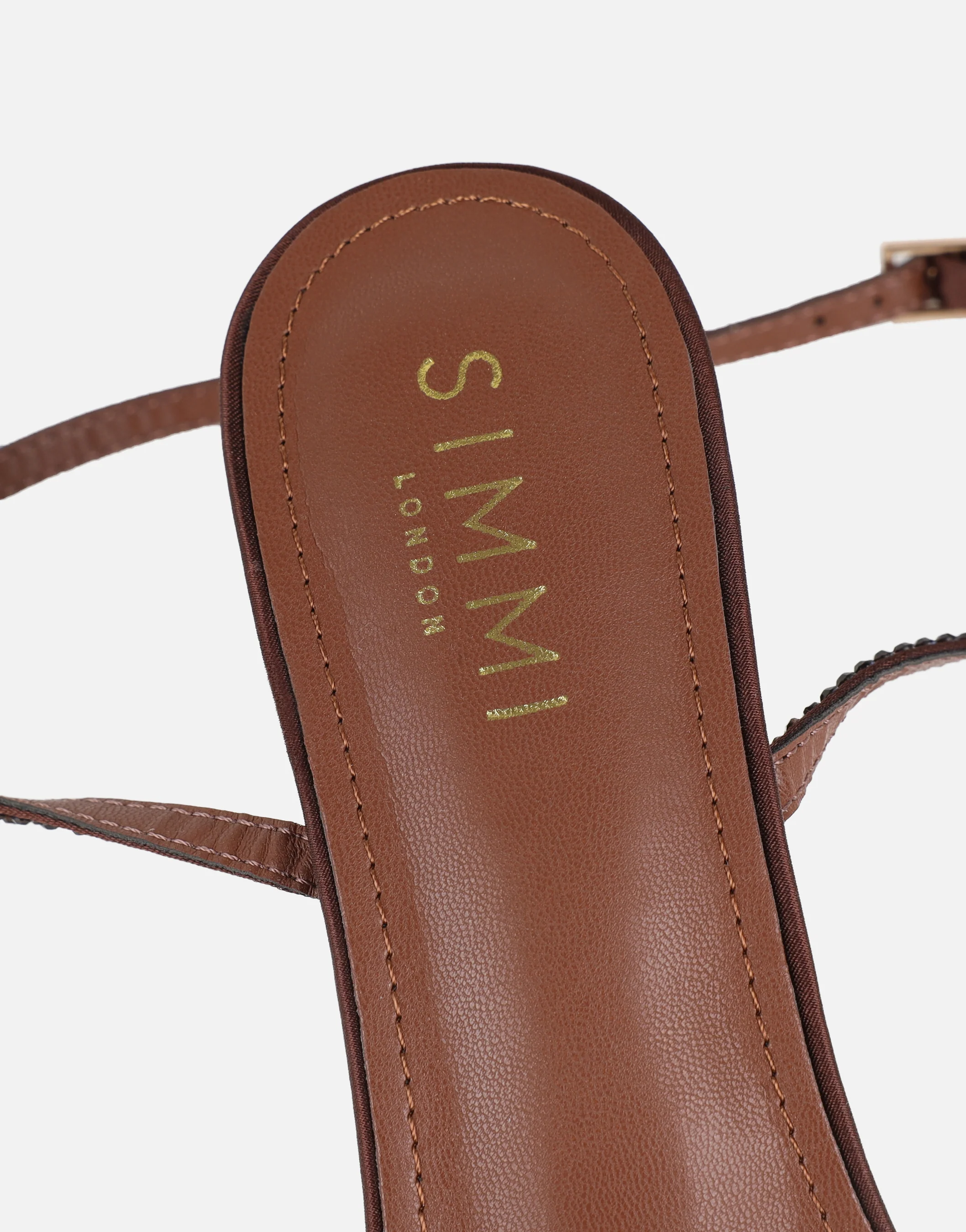 Eleonoora Brown Satin Diamante Heeled Sandals - Image 3