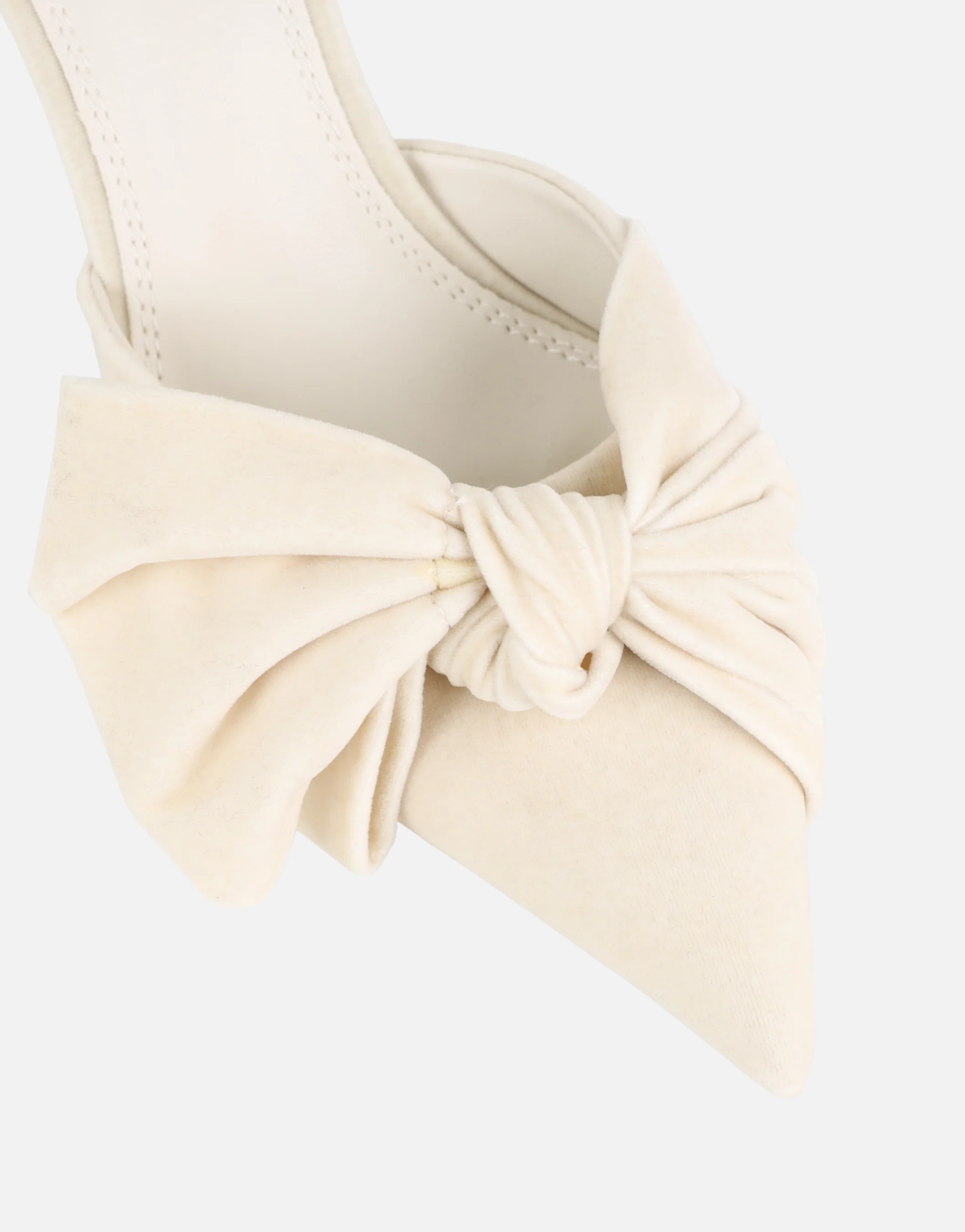 Ella Cream Velvet Bow Mules - Image 4