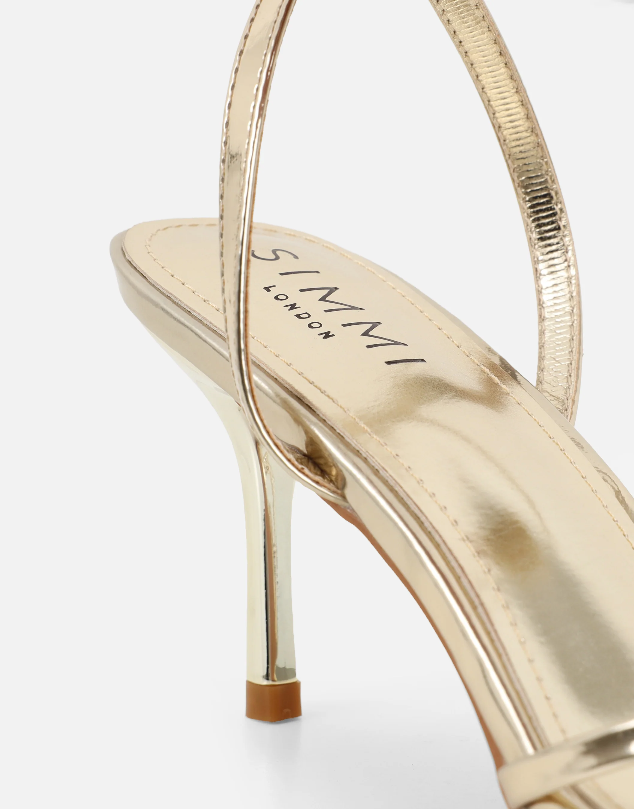 Fifi Gold Mirror Strappy Heeled Sandals - Image 3