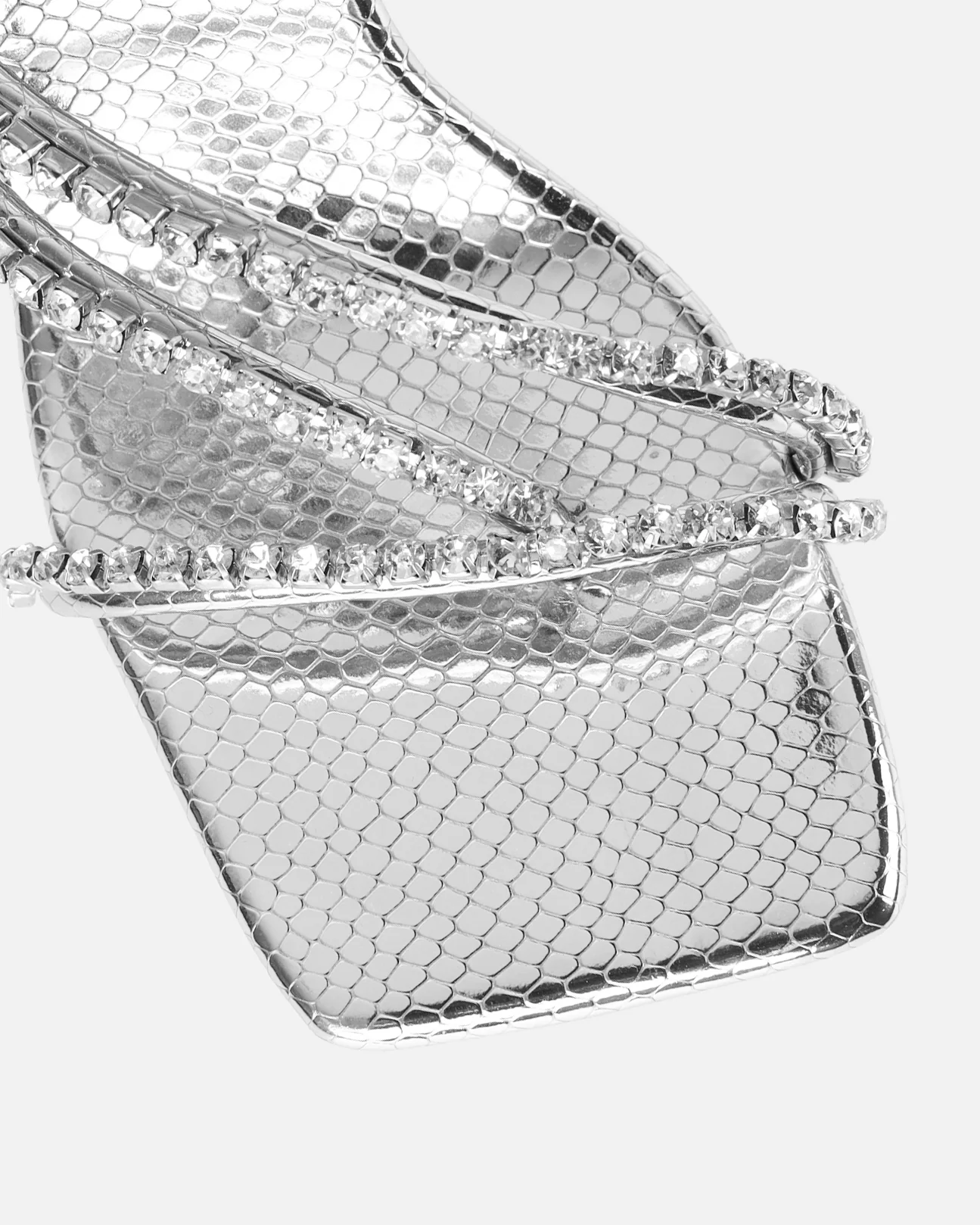 Freesia Silver Faux Snake Print Spiral Mid Heels - Image 4