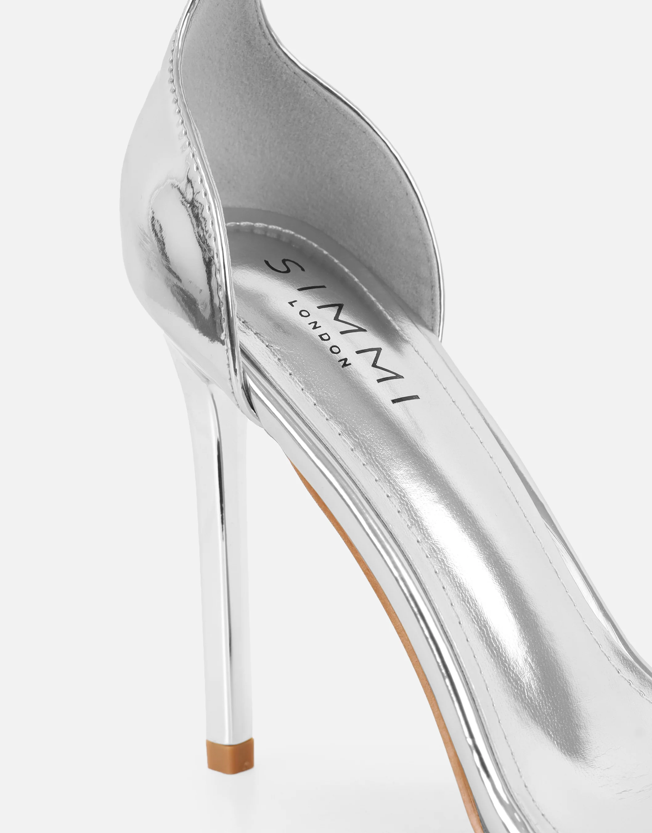 Gabby Silver Mirror Barely There Heeled Sandals - Image 3