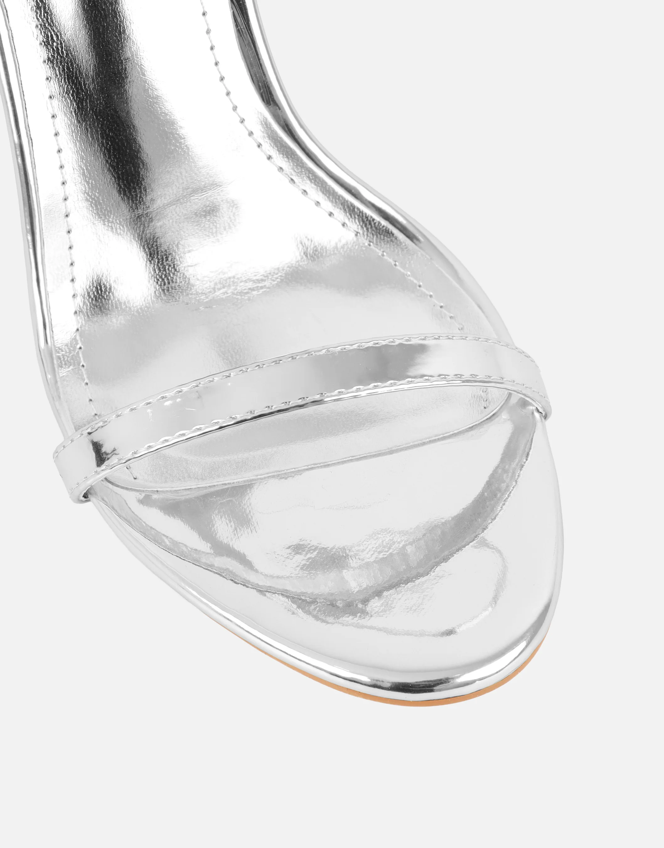 Gabby Silver Mirror Barely There Heeled Sandals - Image 4