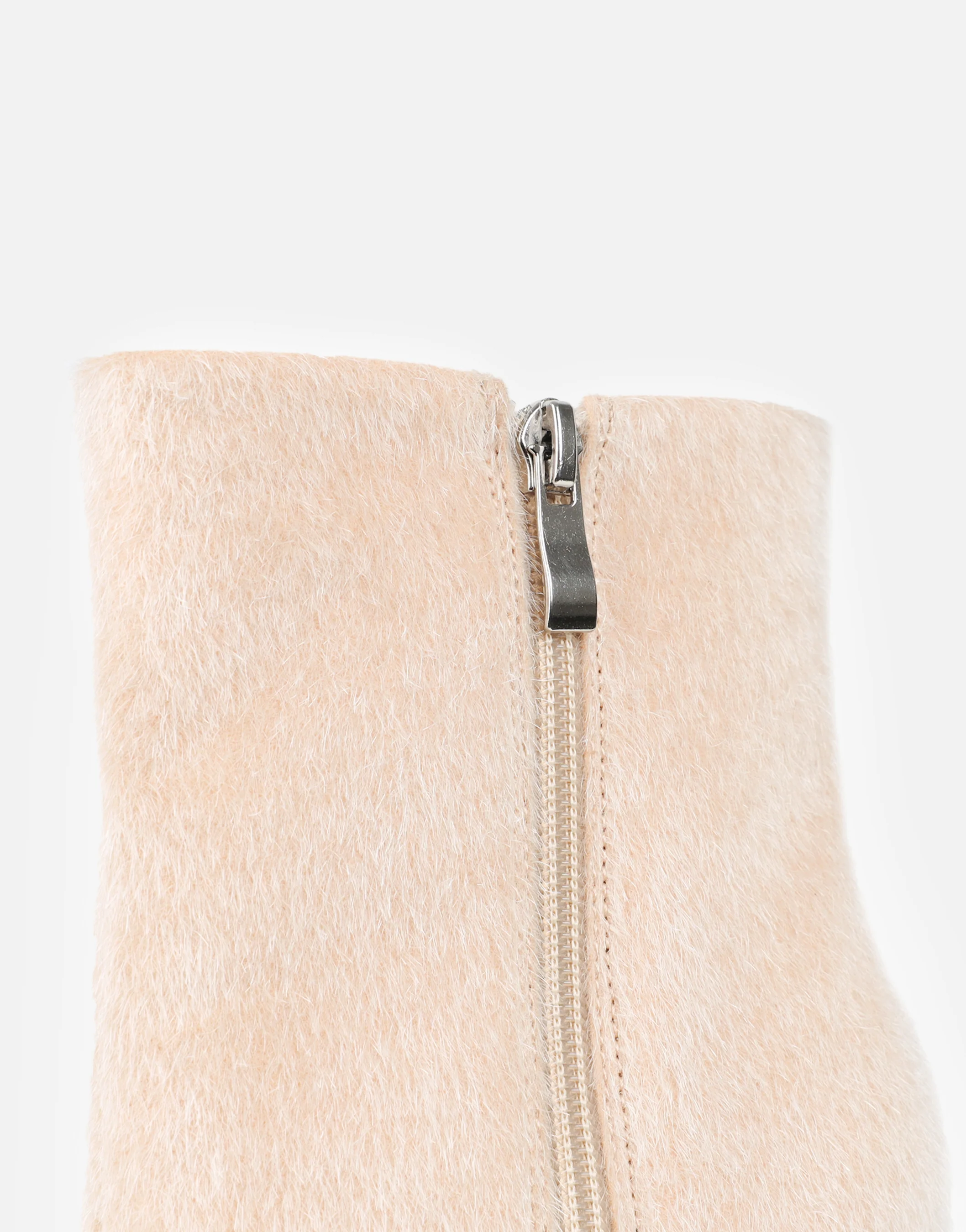 Harvie Beige Faux Pony Hair Heeled Ankle Boots - Image 3