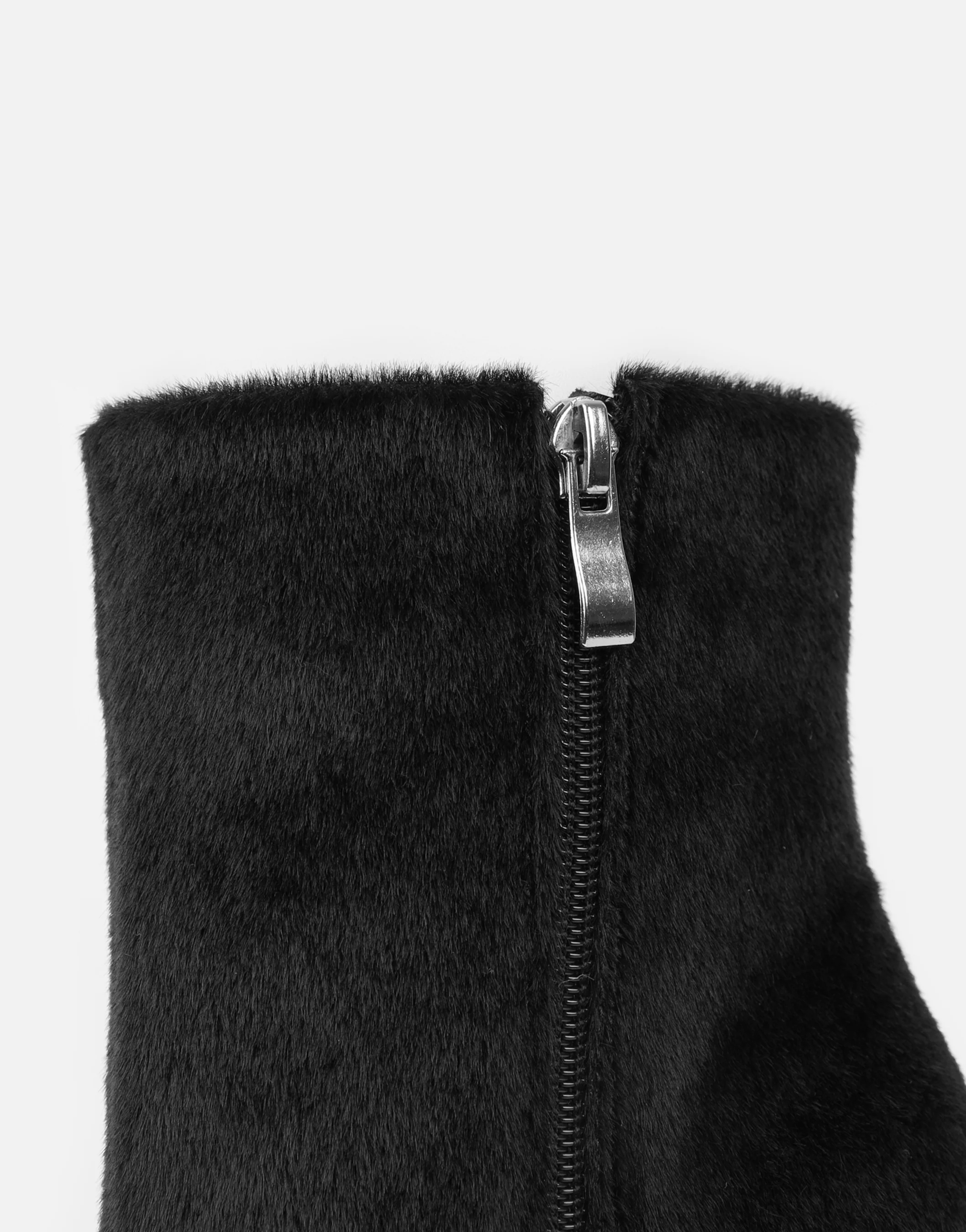 Harvie Black Faux Pony Hair Heeled Ankle Boots - Image 3
