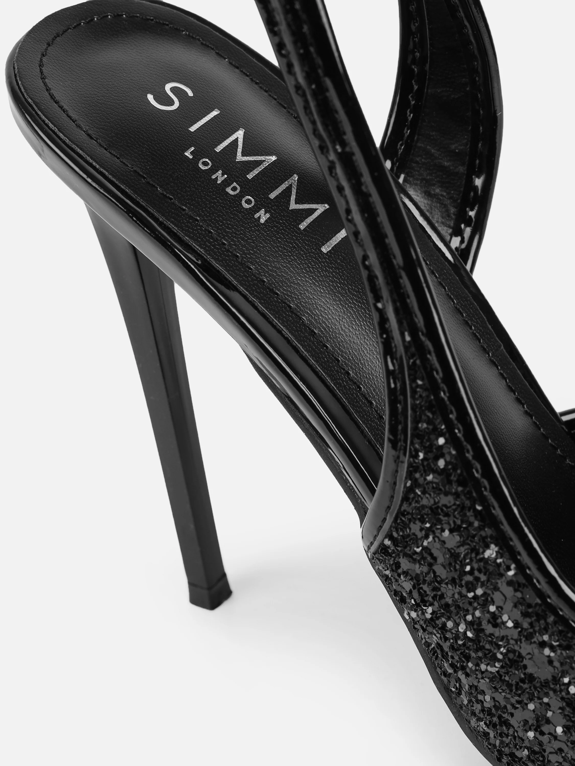 Hollie Black Glitter Slingback Court Shoes - Image 3