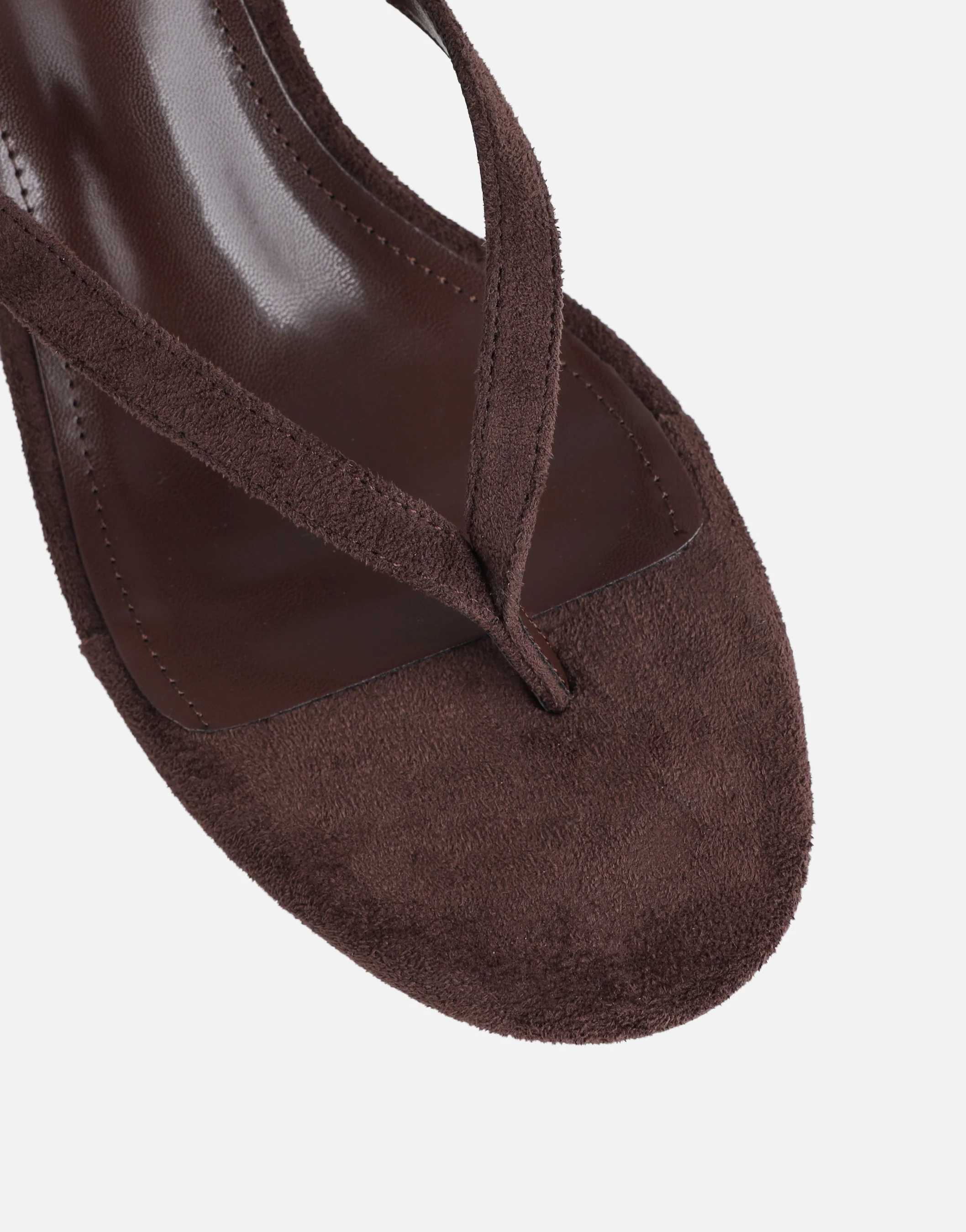Immy Brown Suede Toe Thong Wedge Sandals - Image 4
