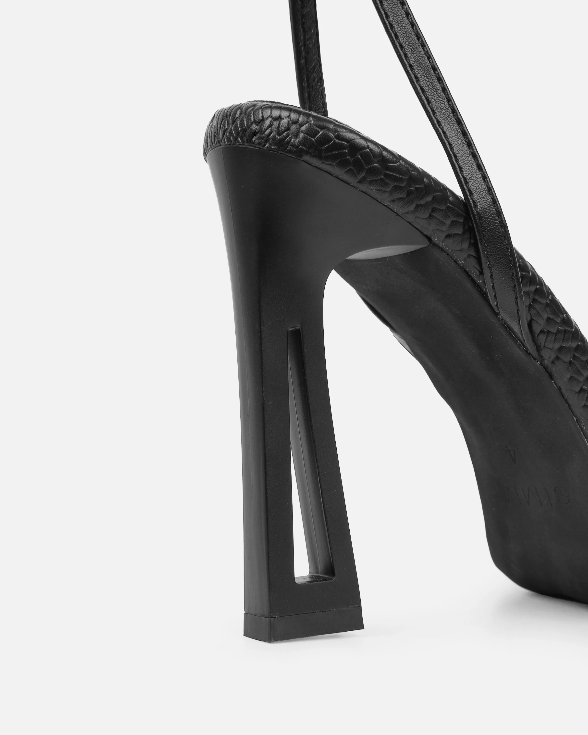Inara Black Sculptural Heeled Sandals - Image 3