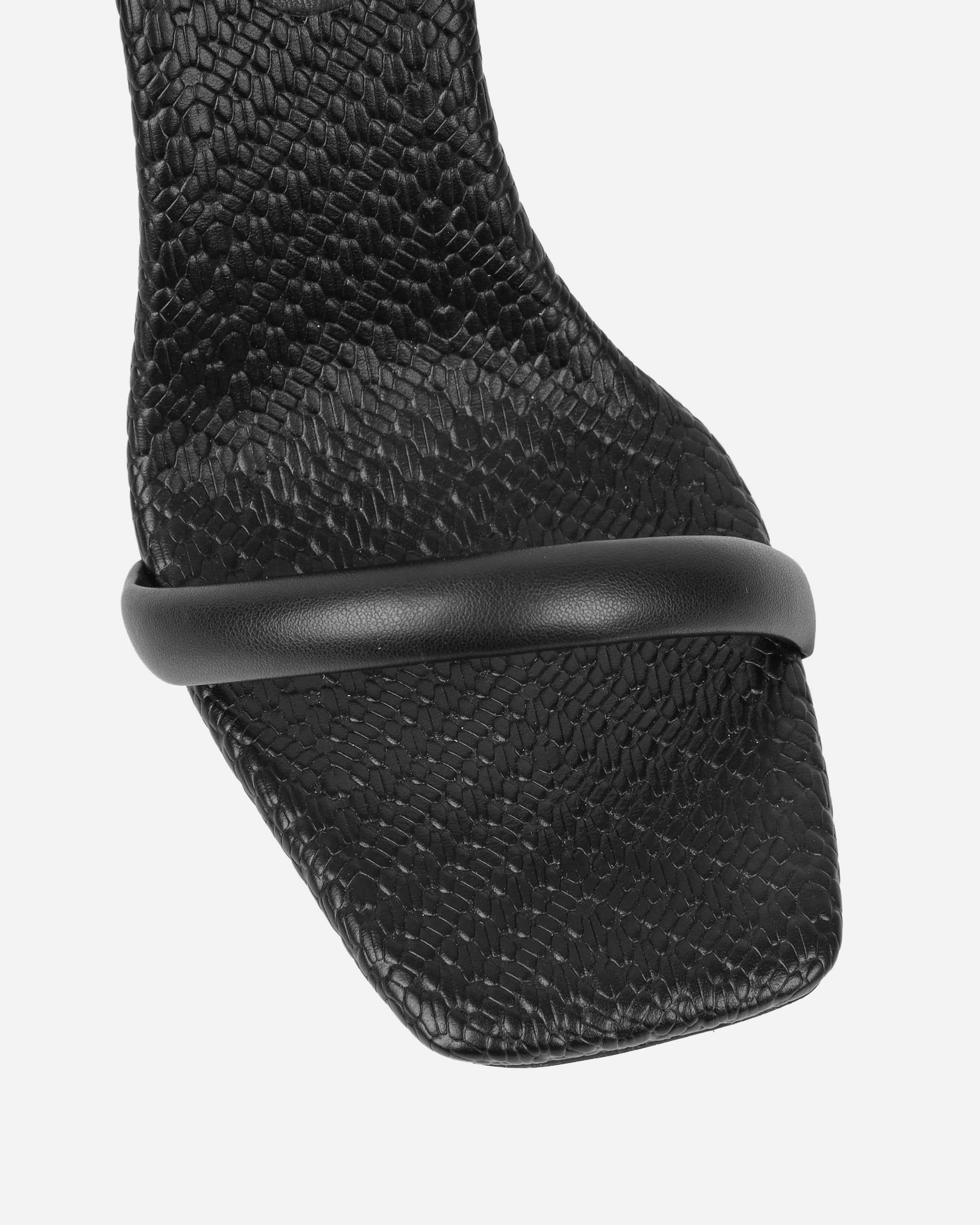 Inara Black Sculptural Heeled Sandals - Image 4