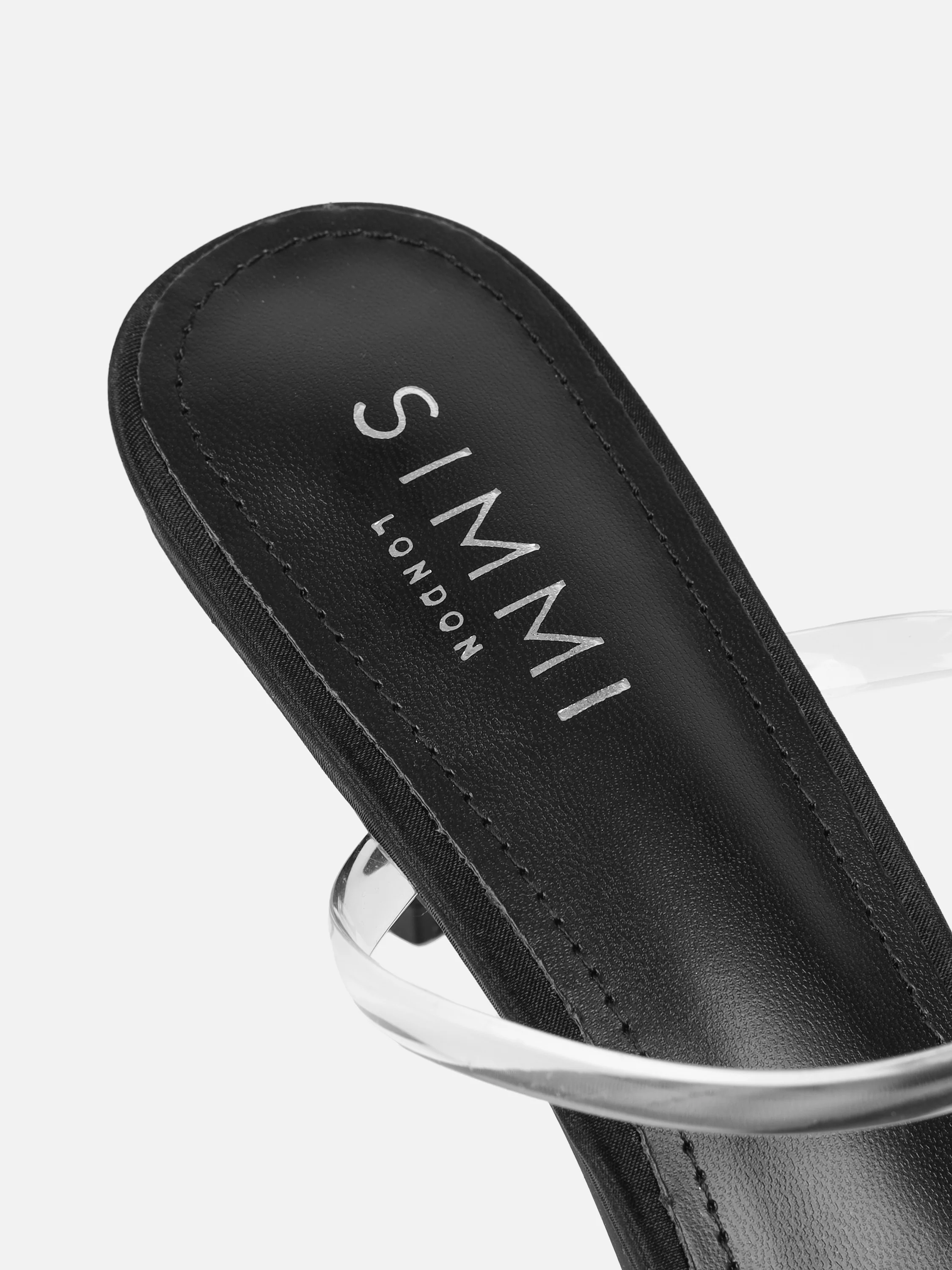 Isha Black Satin Diamante Mules - Image 3