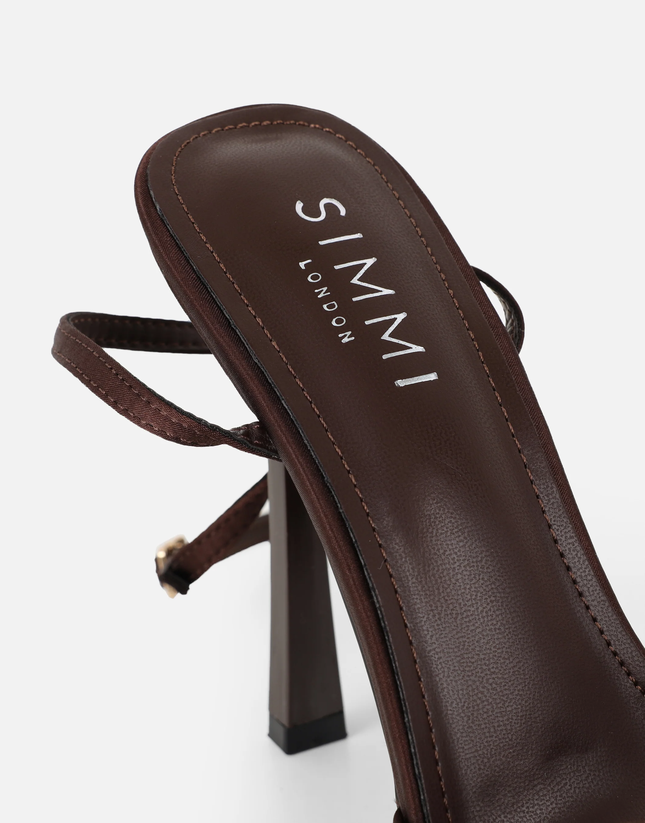 Janeena Brown Lace Bow Detail Heeled Sandals - Image 3