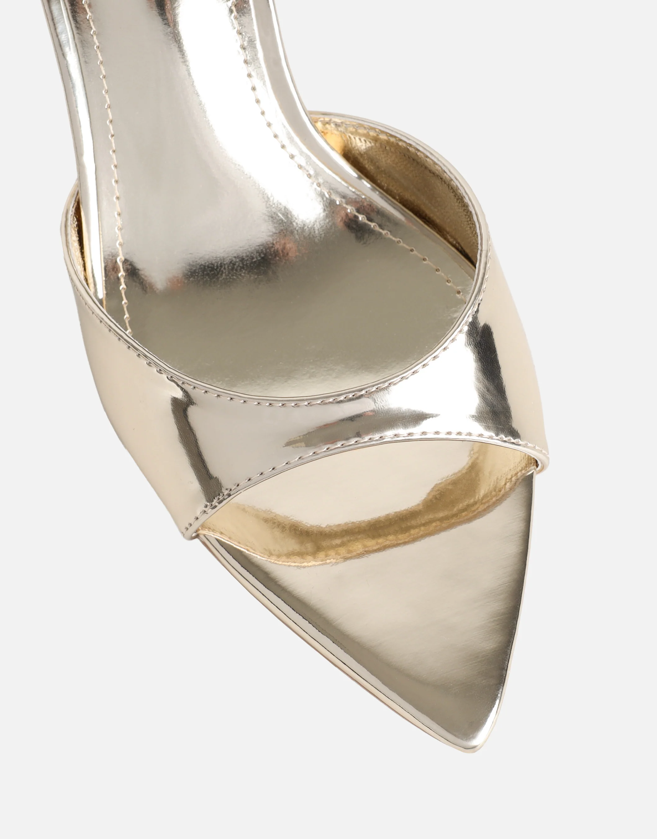Jerez Gold Mirror Peep Toe Heeled Sandals - Image 4