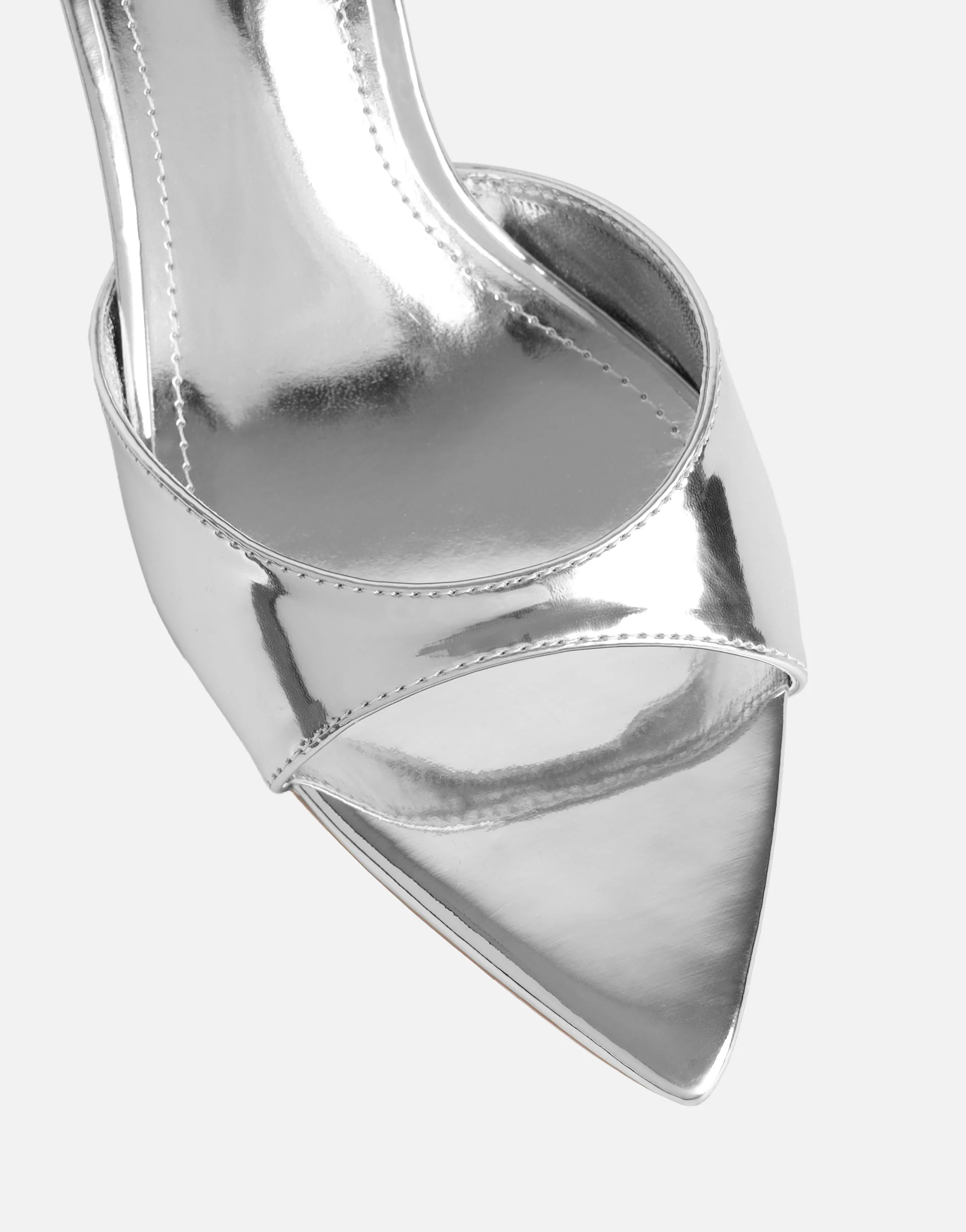 Jerez Silver Mirror Peep Toe Heeled Sandals - Image 4