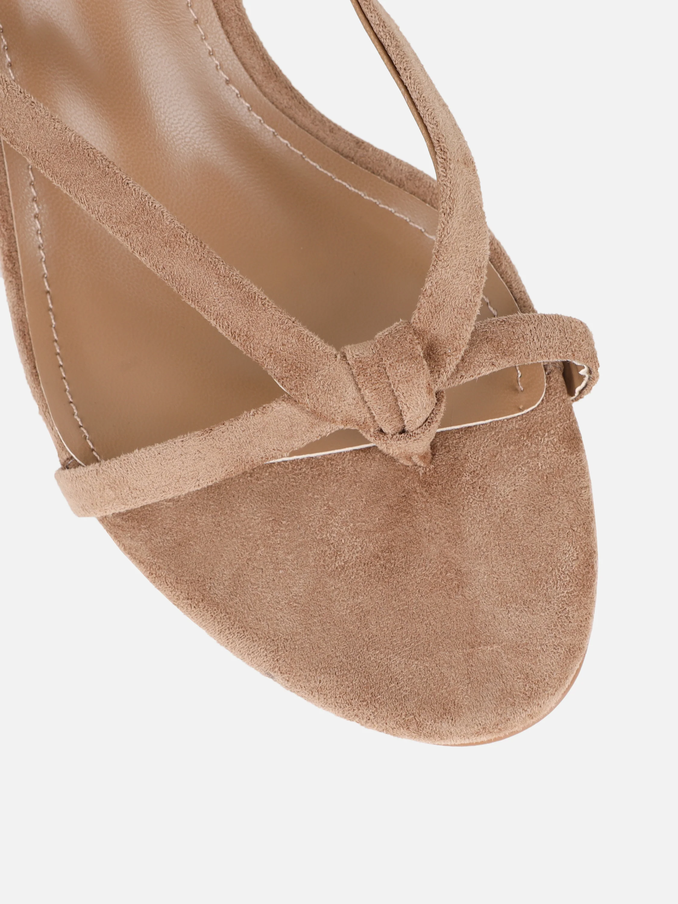 Jesse Dark Beige Suede Knot Detail Heeled Sandals - Image 4