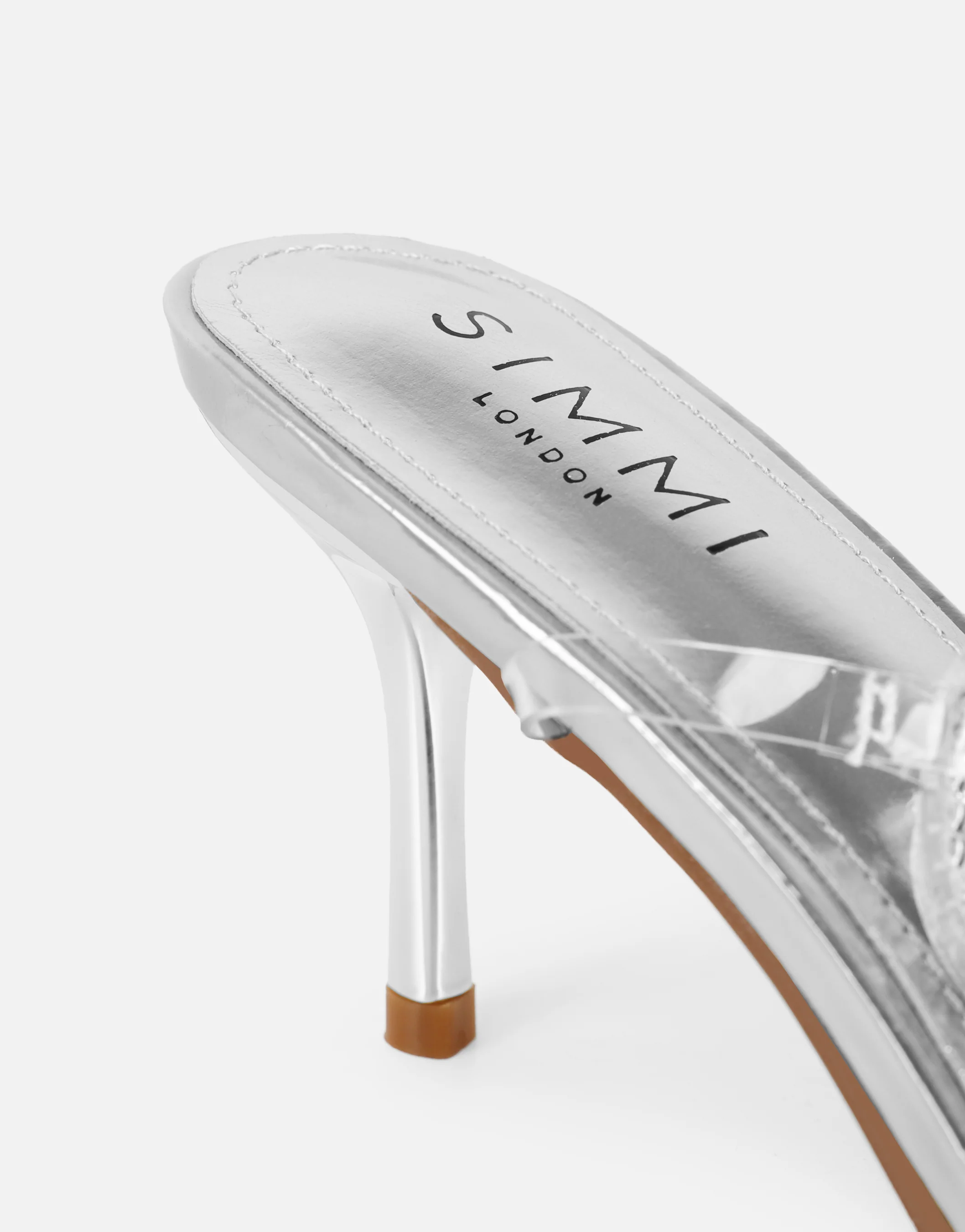 Jill Silver mirror Diamante slingback heels - Image 3