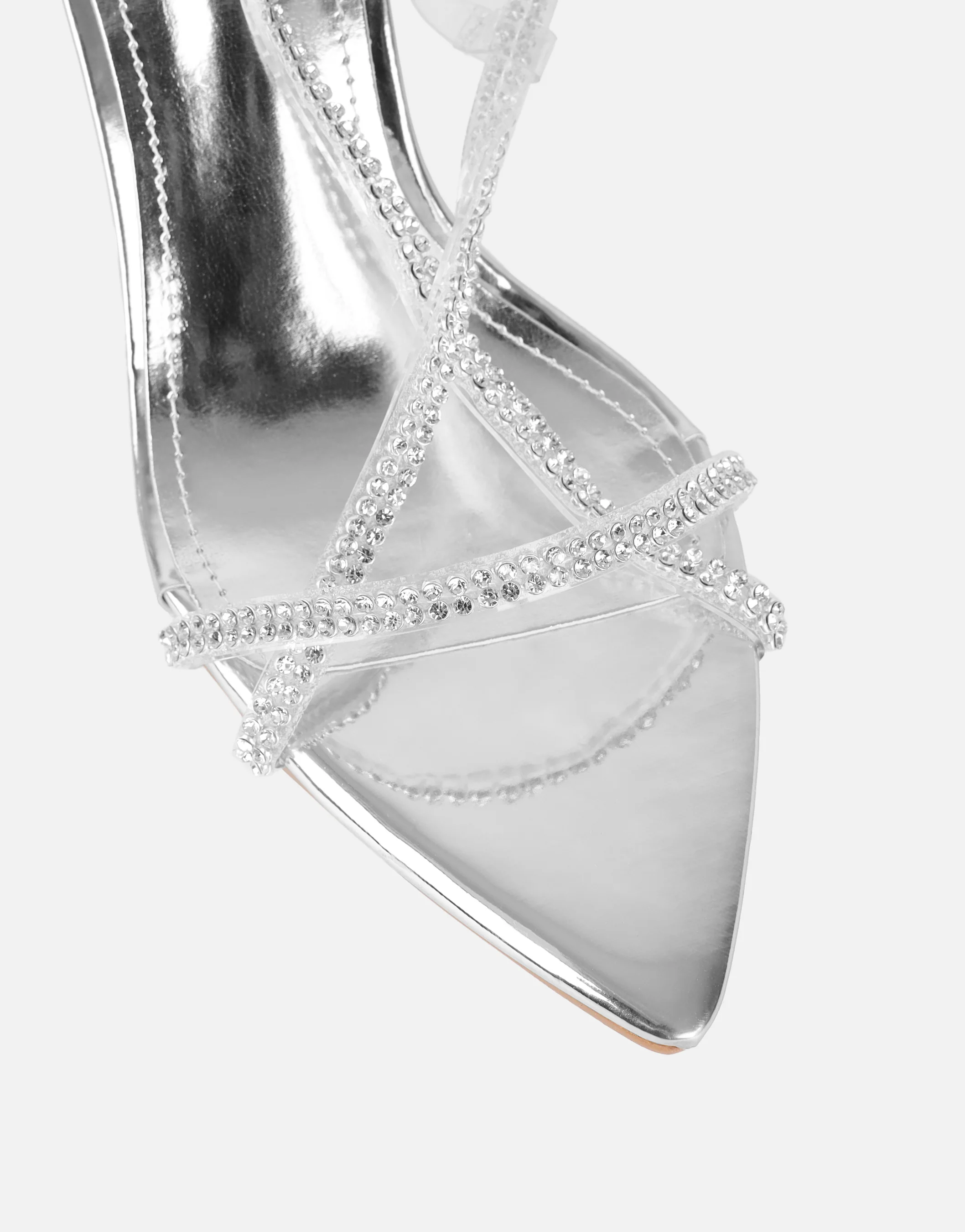 Jill Silver mirror Diamante slingback heels - Image 4