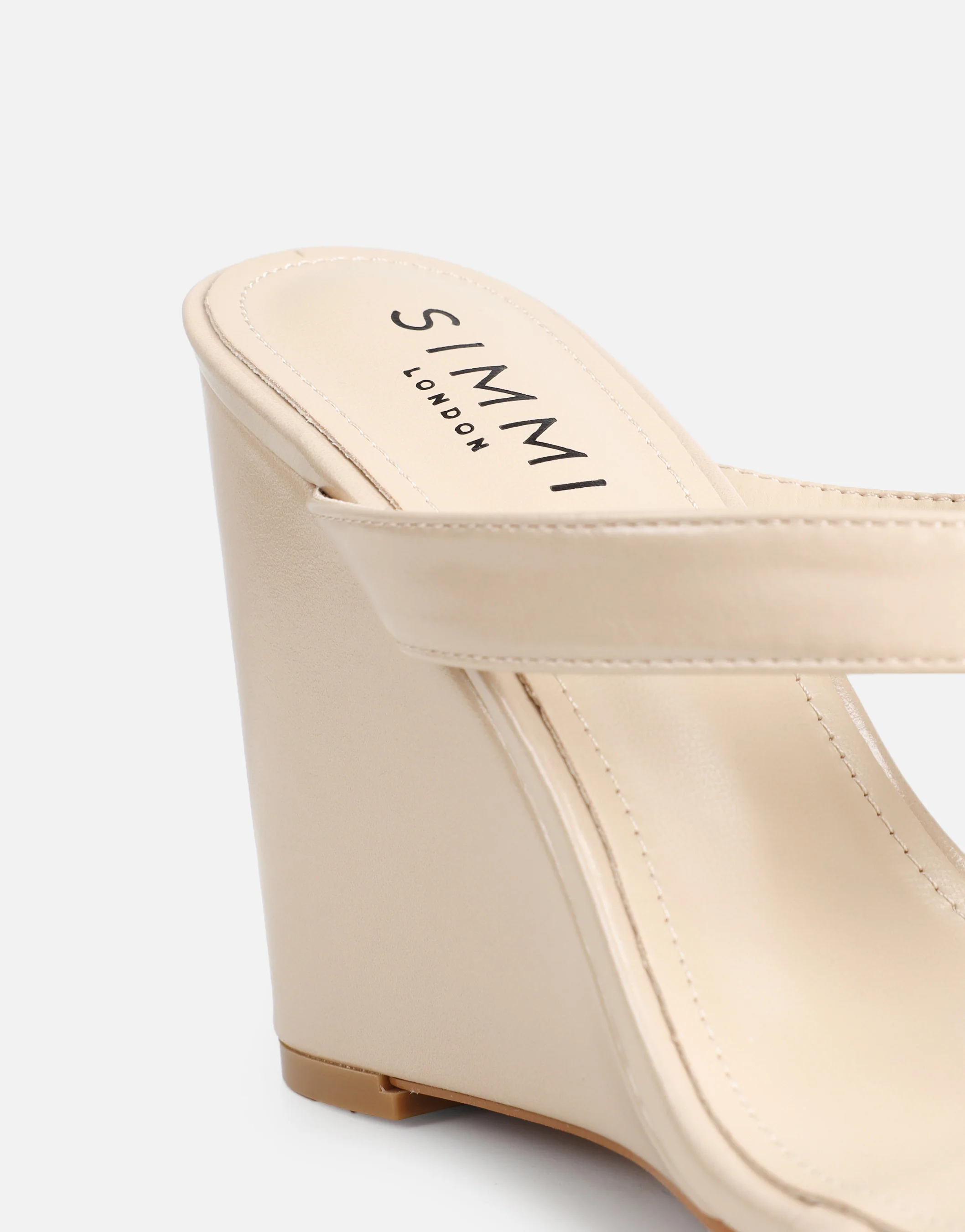 Jodie Beige Toe Thong Wedge Sandals - Image 3