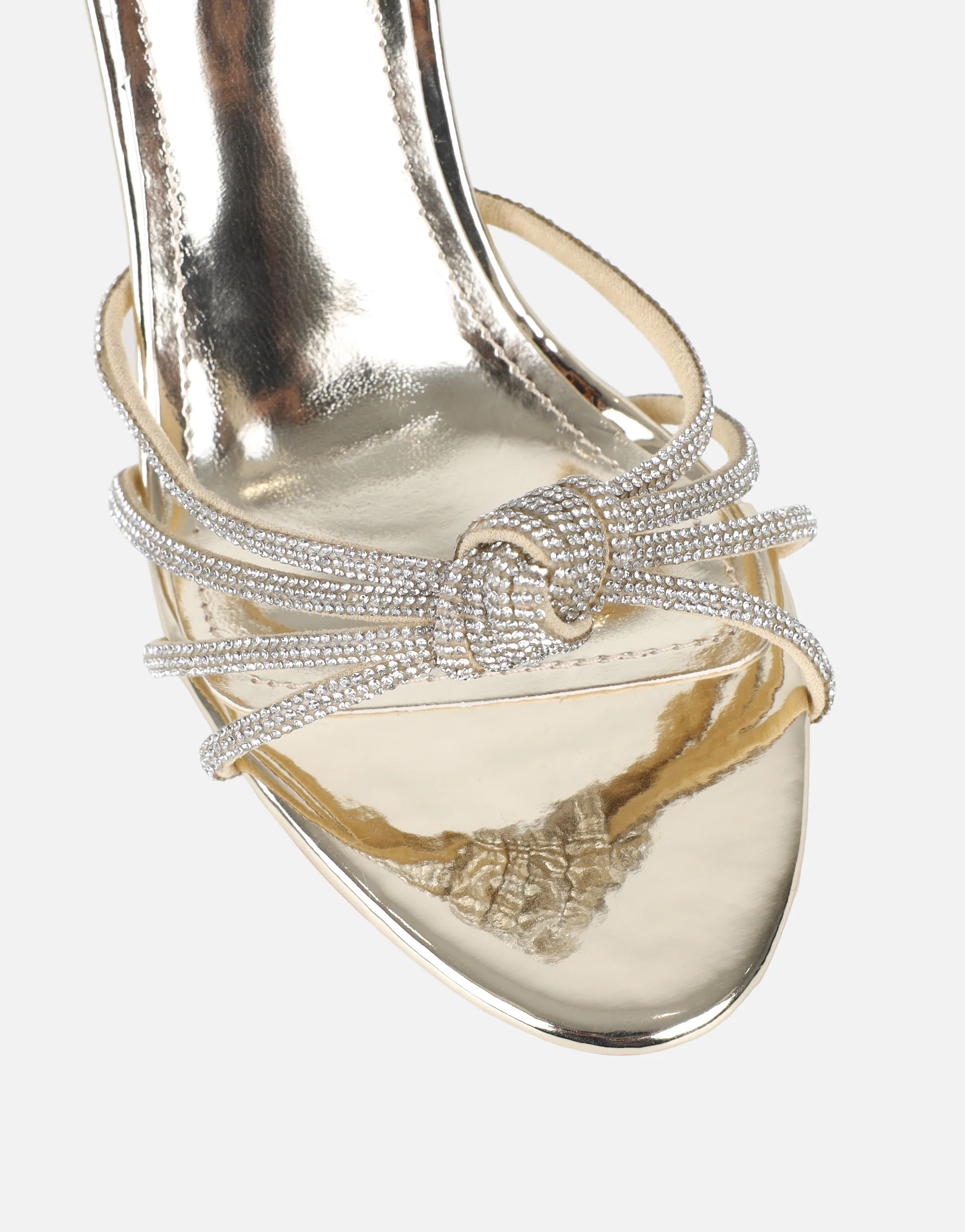 Kyla Gold Mirror Diamante Knot Mules - Image 4