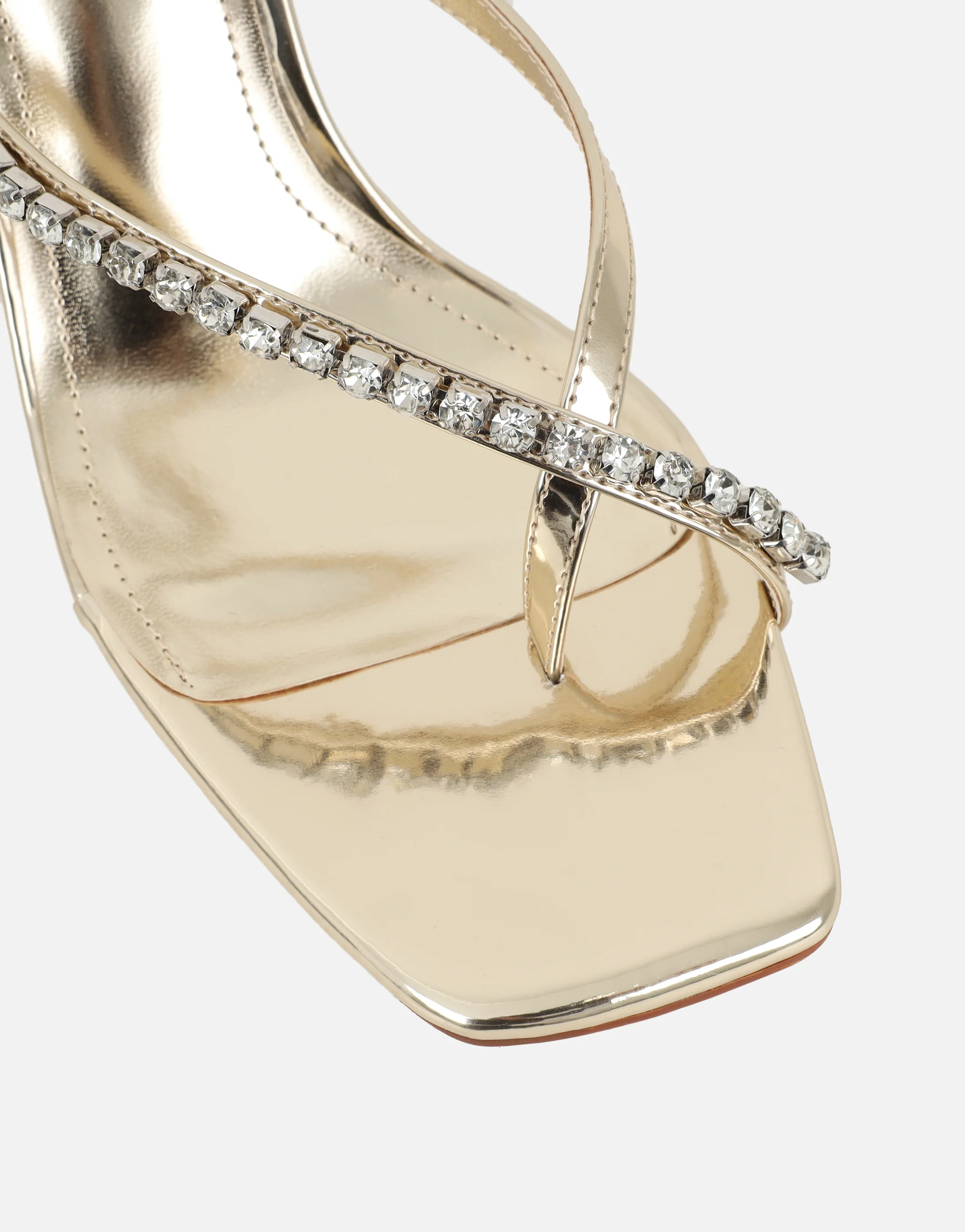 Lana Gold Mirror Diamante Toe Post Mules - Image 4