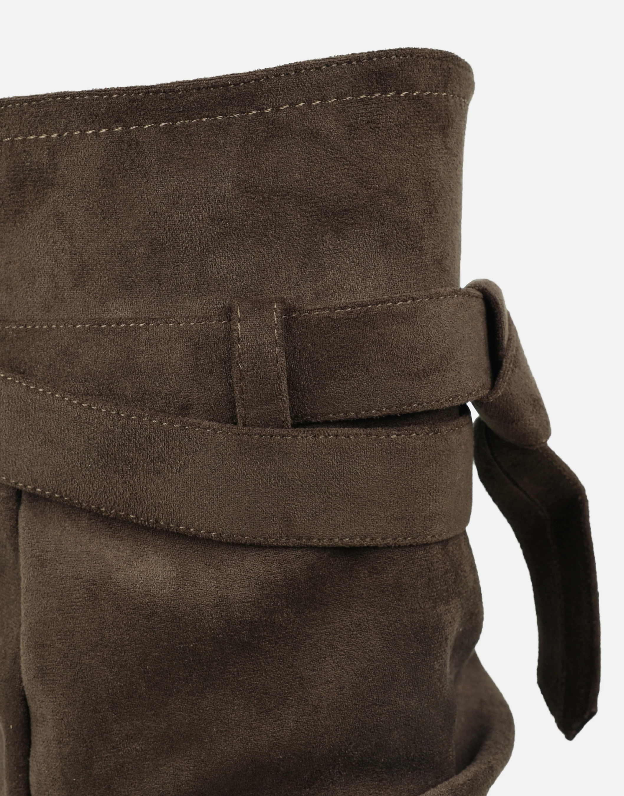 Lowry Khaki Suede Foldover Chunky Boots - Image 3