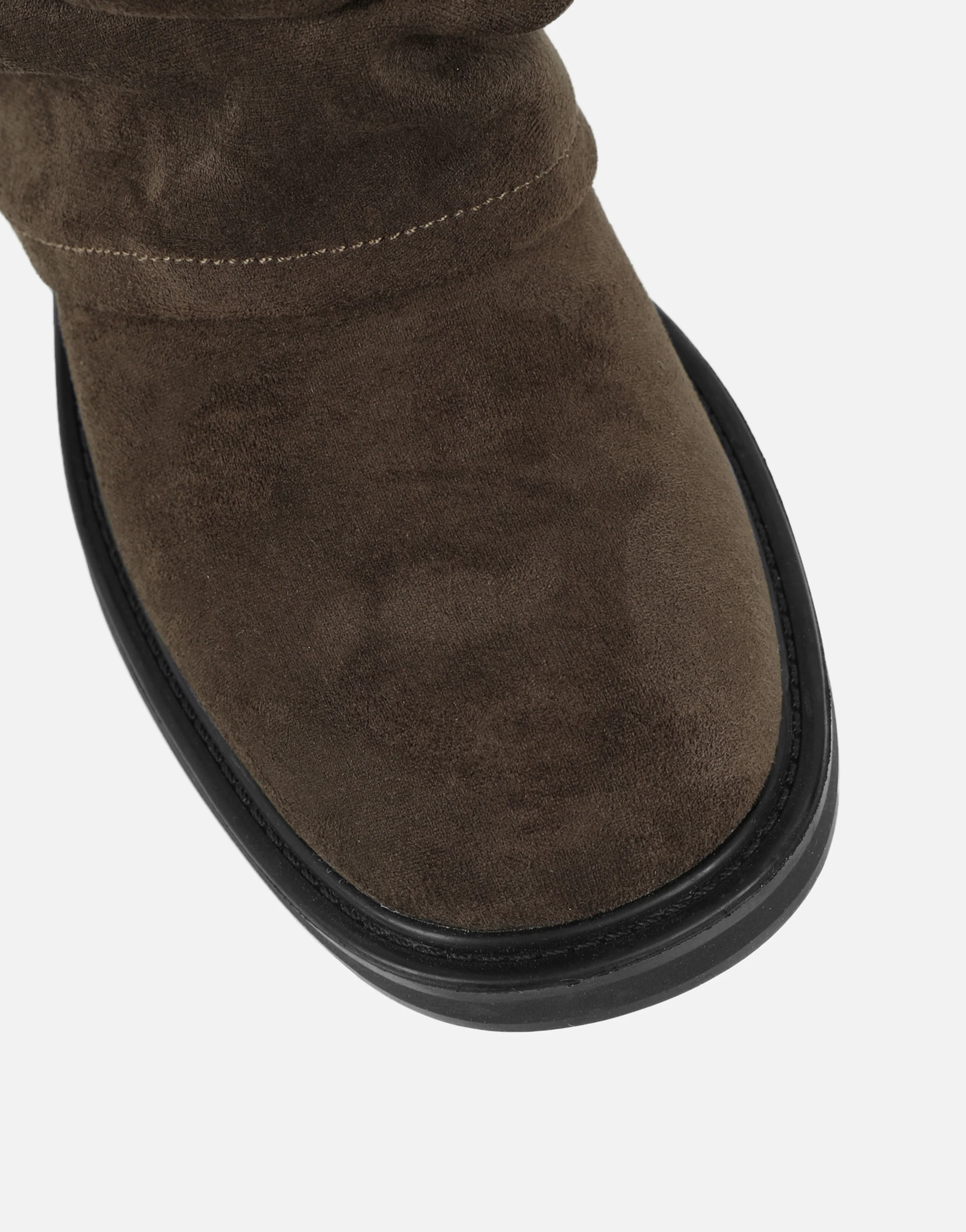 Lowry Khaki Suede Foldover Chunky Boots - Image 4