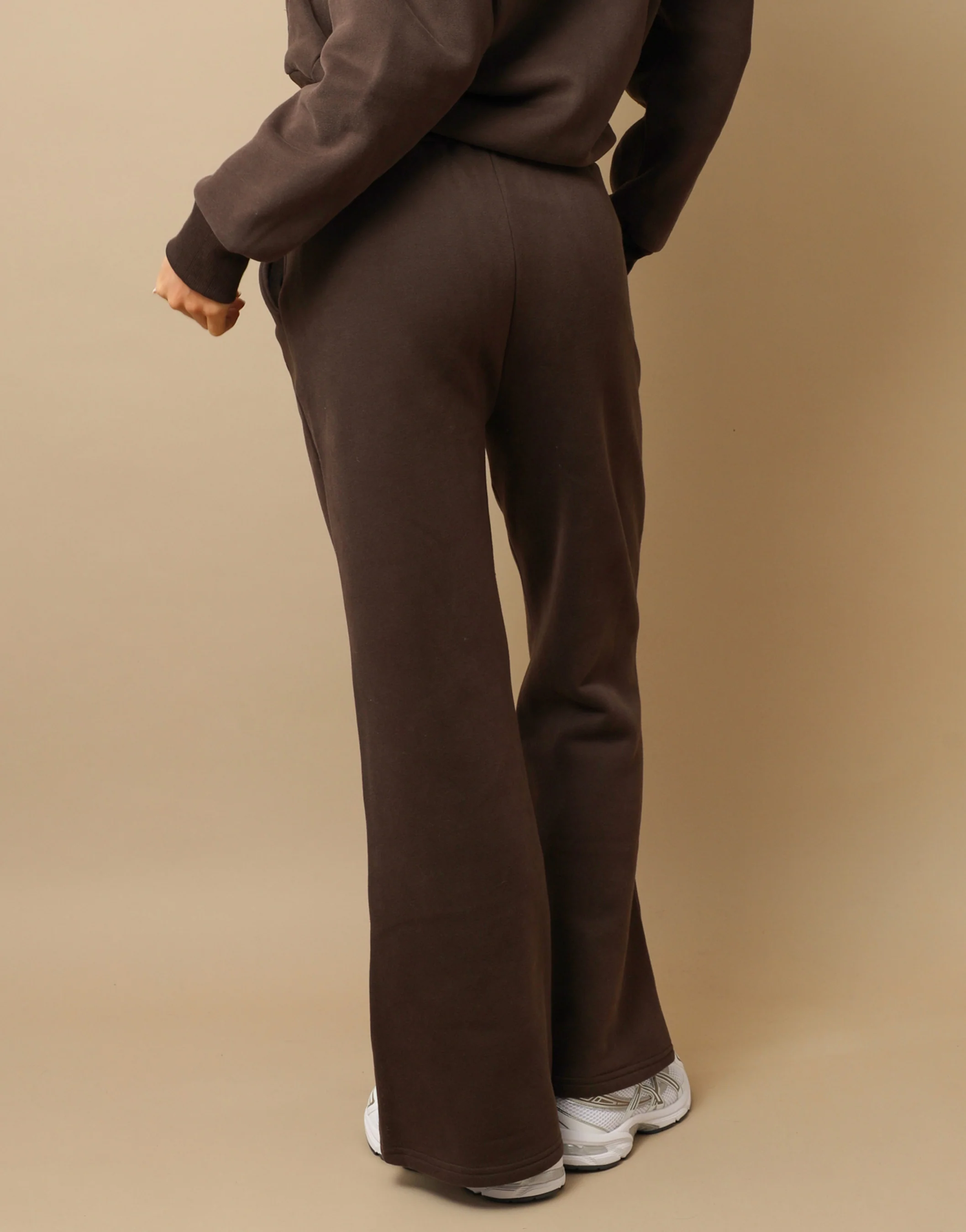 Maddie Simmi Studios Essentials Flared Joggers in Brown - Image 4