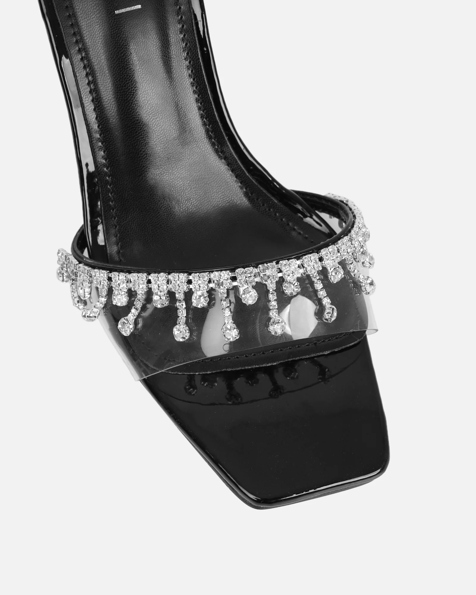 Manux Black Patent Diamante Detail Heeled Sandals - Image 4