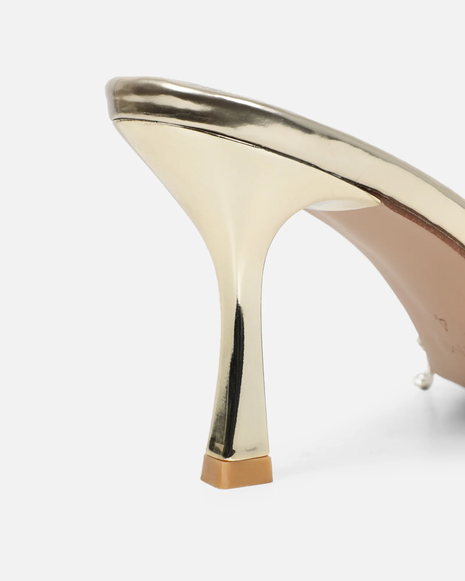 Manux Gold Mirror Diamante Detail Heeled Sandals - Image 3