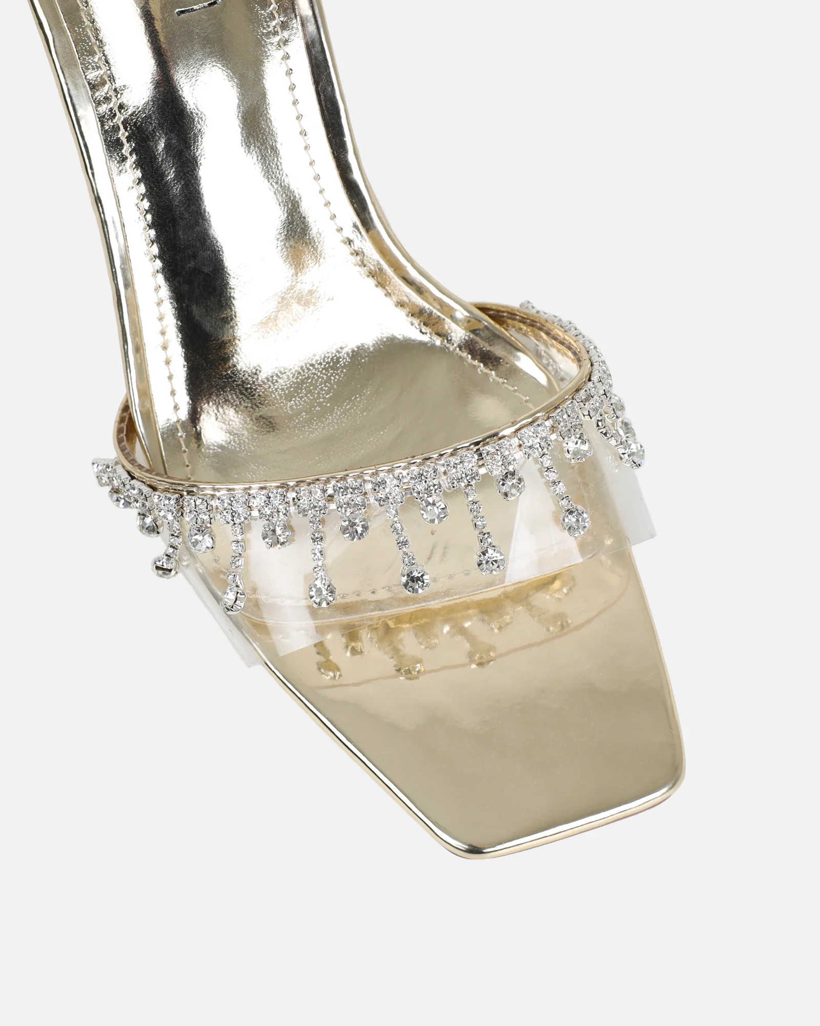Manux Gold Mirror Diamante Detail Heeled Sandals - Image 4