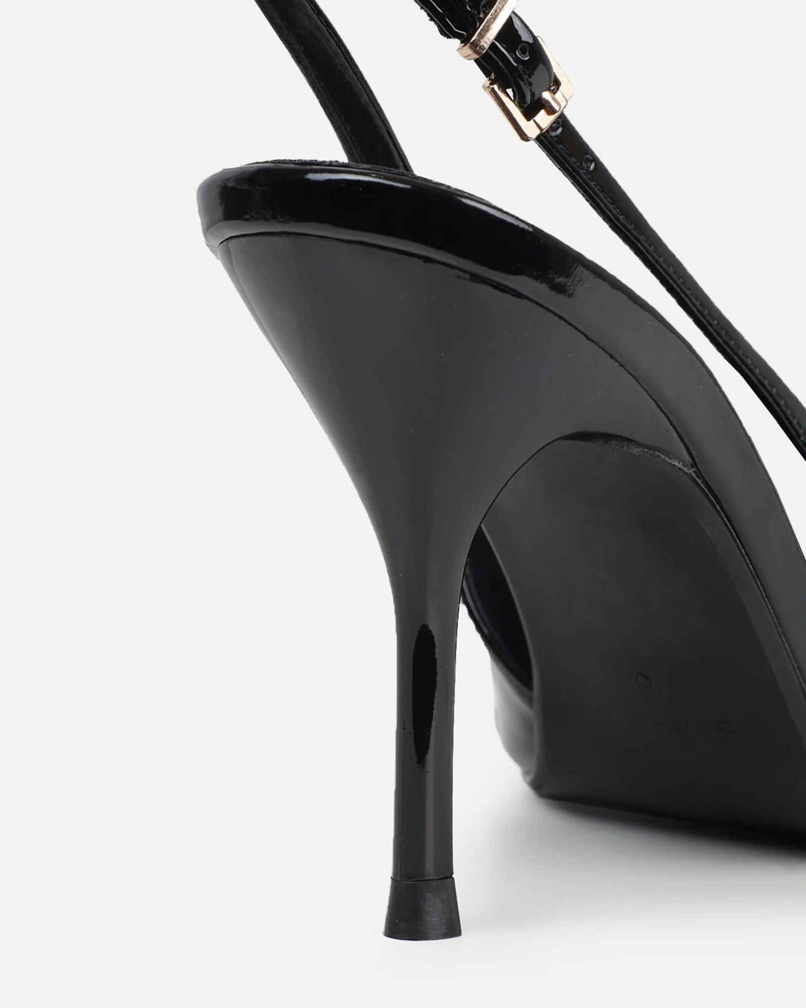 Marika black patent buckle detail slingback courts - Image 3