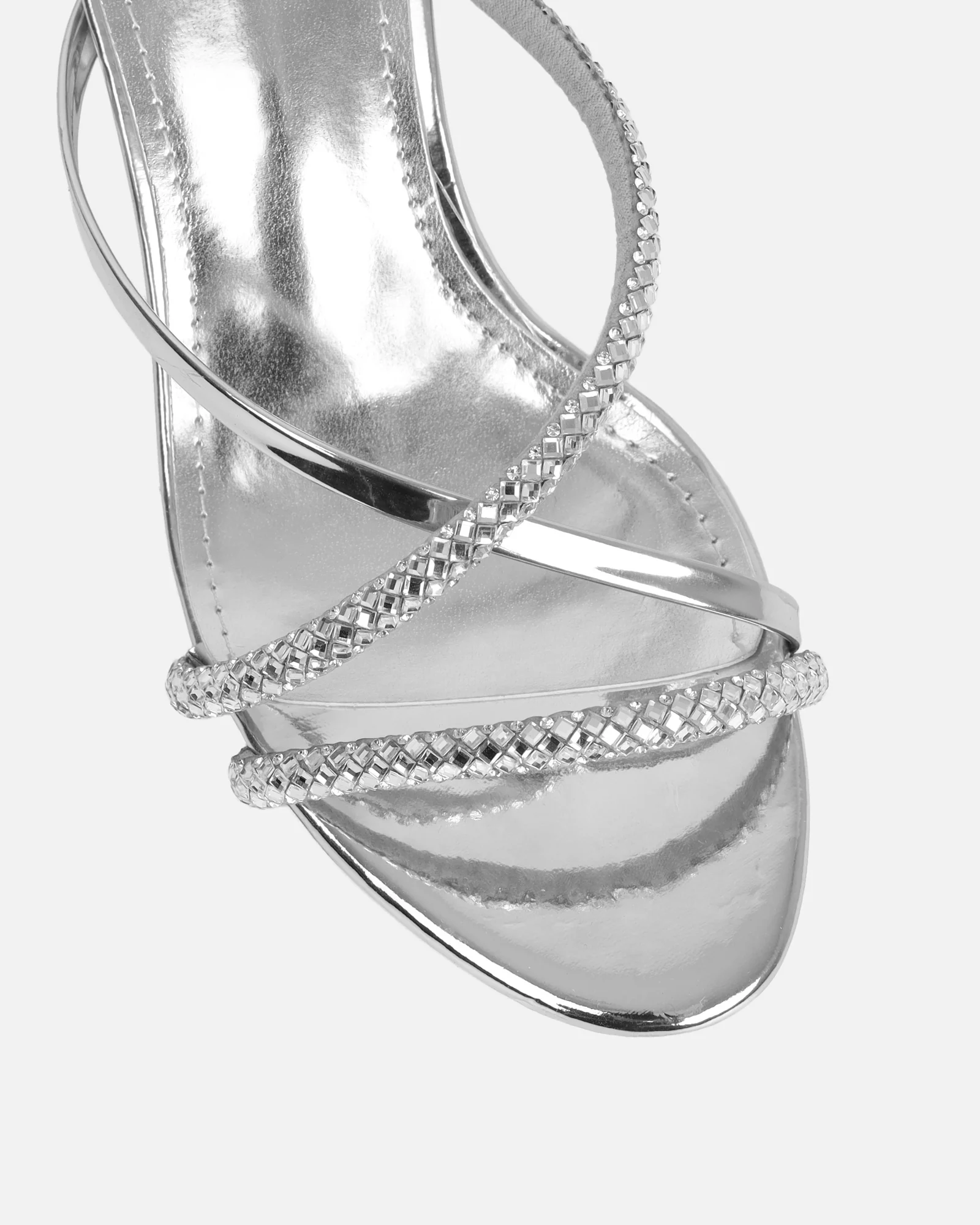 Mefele Silver Mirror Mid Heel Mules - Image 4