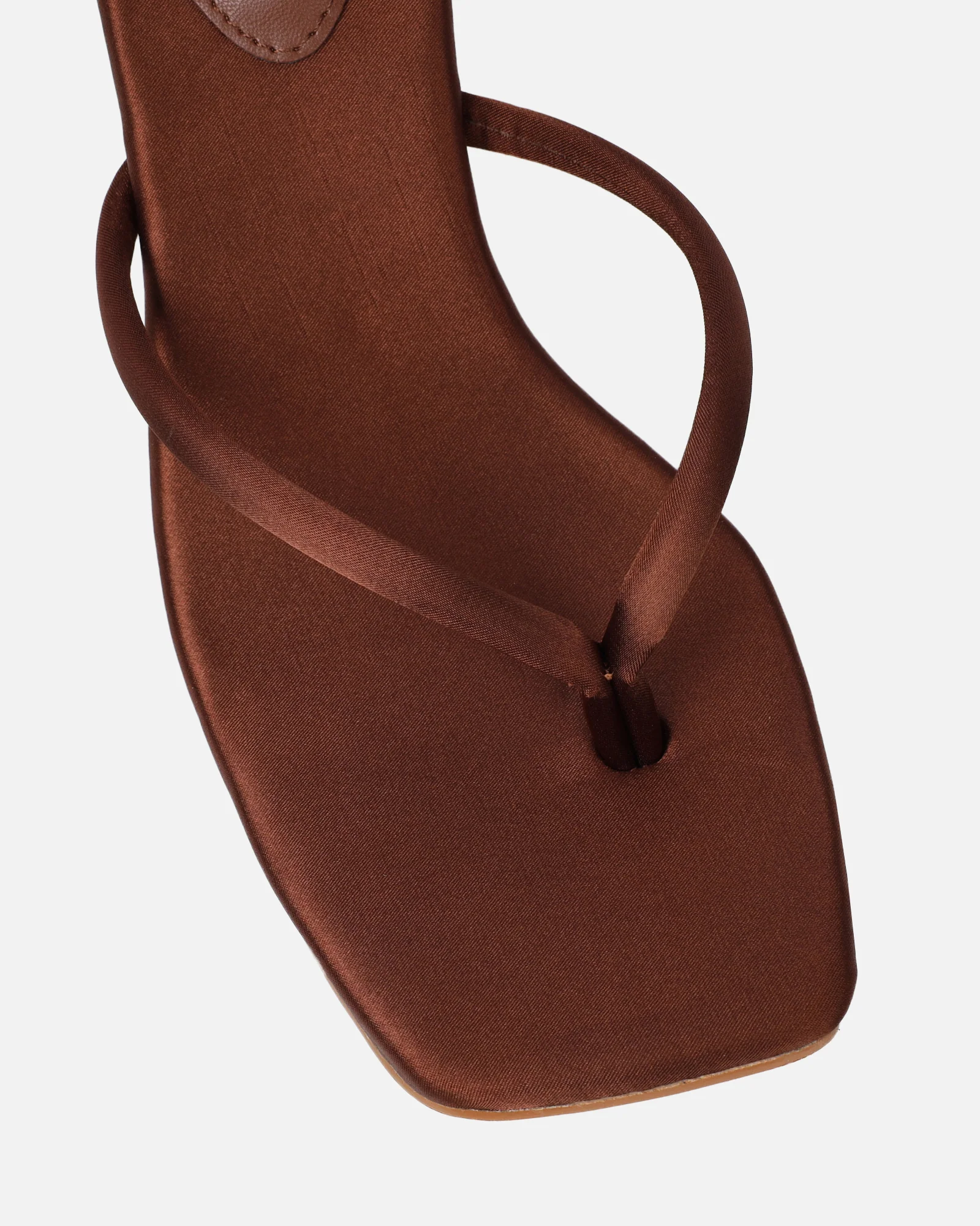 Melba Chocolate Brown Satin Toe Thong Sandals - Image 4